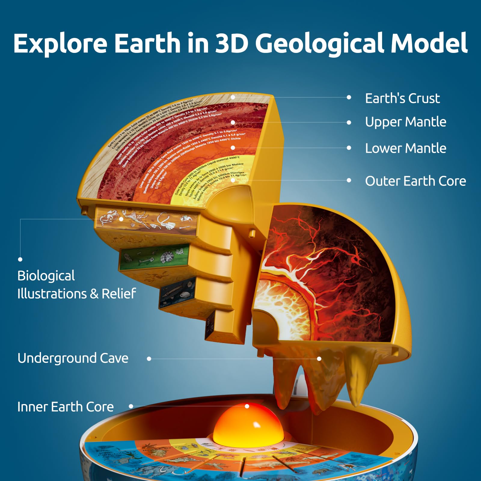 Science Can Mappamondo apribile per bambini, modello interattivo parlante con conoscenza e modalità quiz, giocattoli bilingue per bambini dagli 8 ai 13 anni, regalo di compleanno per ragazzi e ragazze