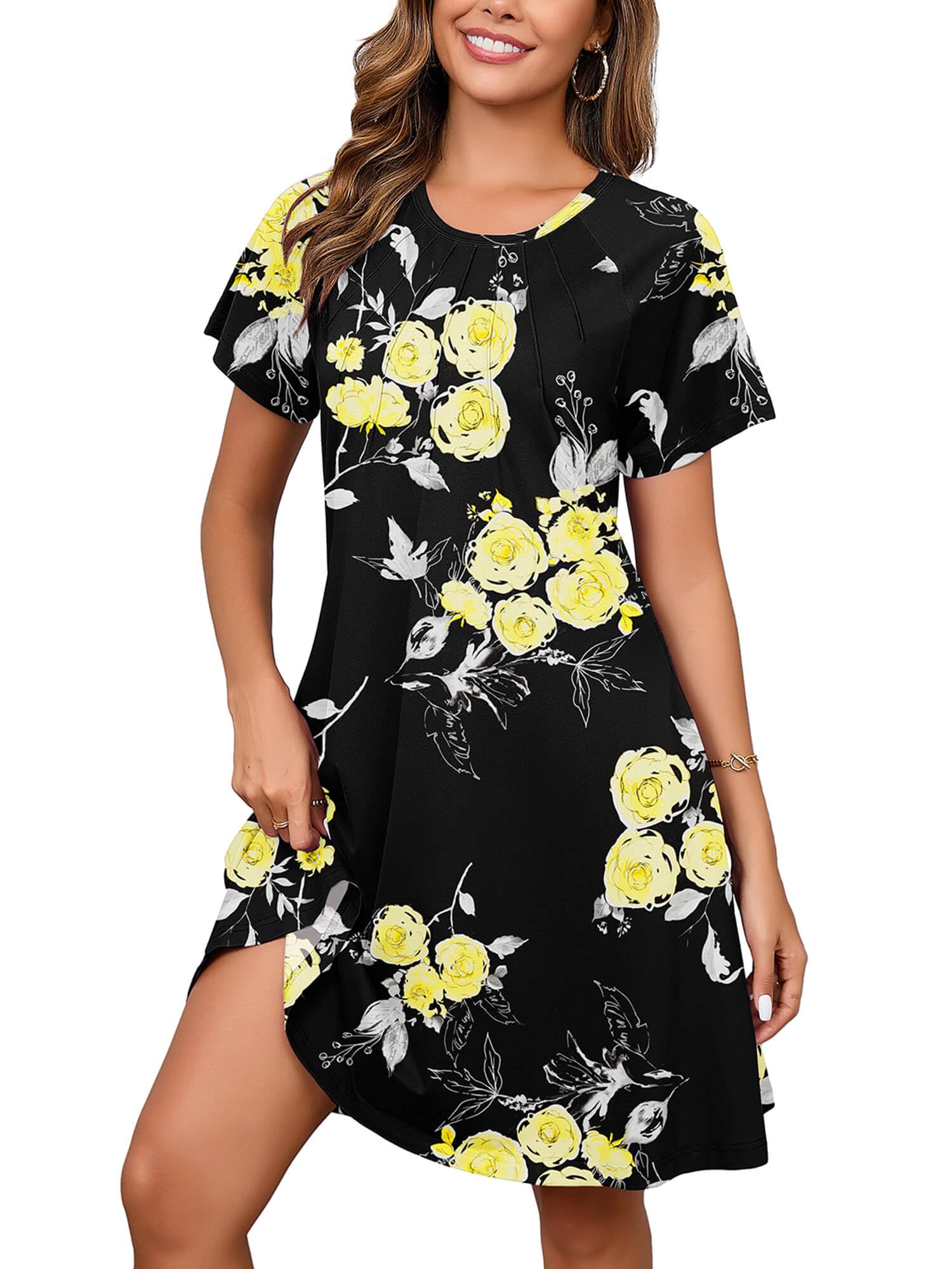 Heymoments Short Sleeve Crewneck Summer Dresses for Women