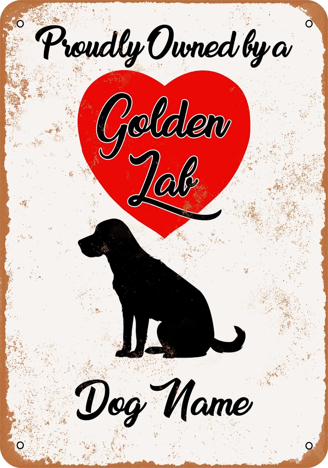 Miaomansenstore Metal Sign - Custom Dog Name - Golden Lab Retriever - Vintage Look Home Decor