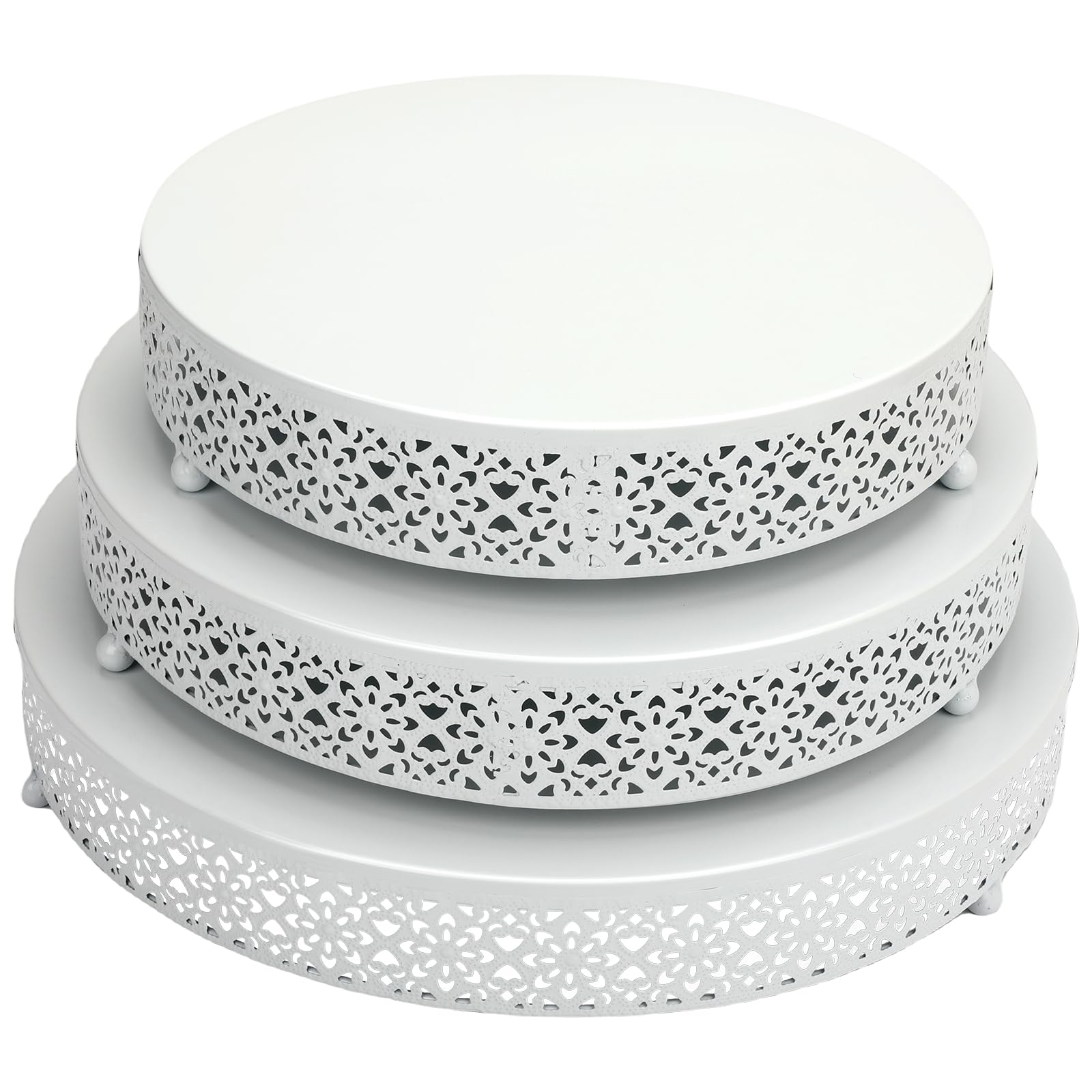 enttgo Juego de 3 soportes redondos de metal para tartas de 16 pulgadas, 14 pulgadas, 12 pulgadas, soporte para cupcakes, soporte elevador de pasteles y dulces para mesa de postre, boda, evento