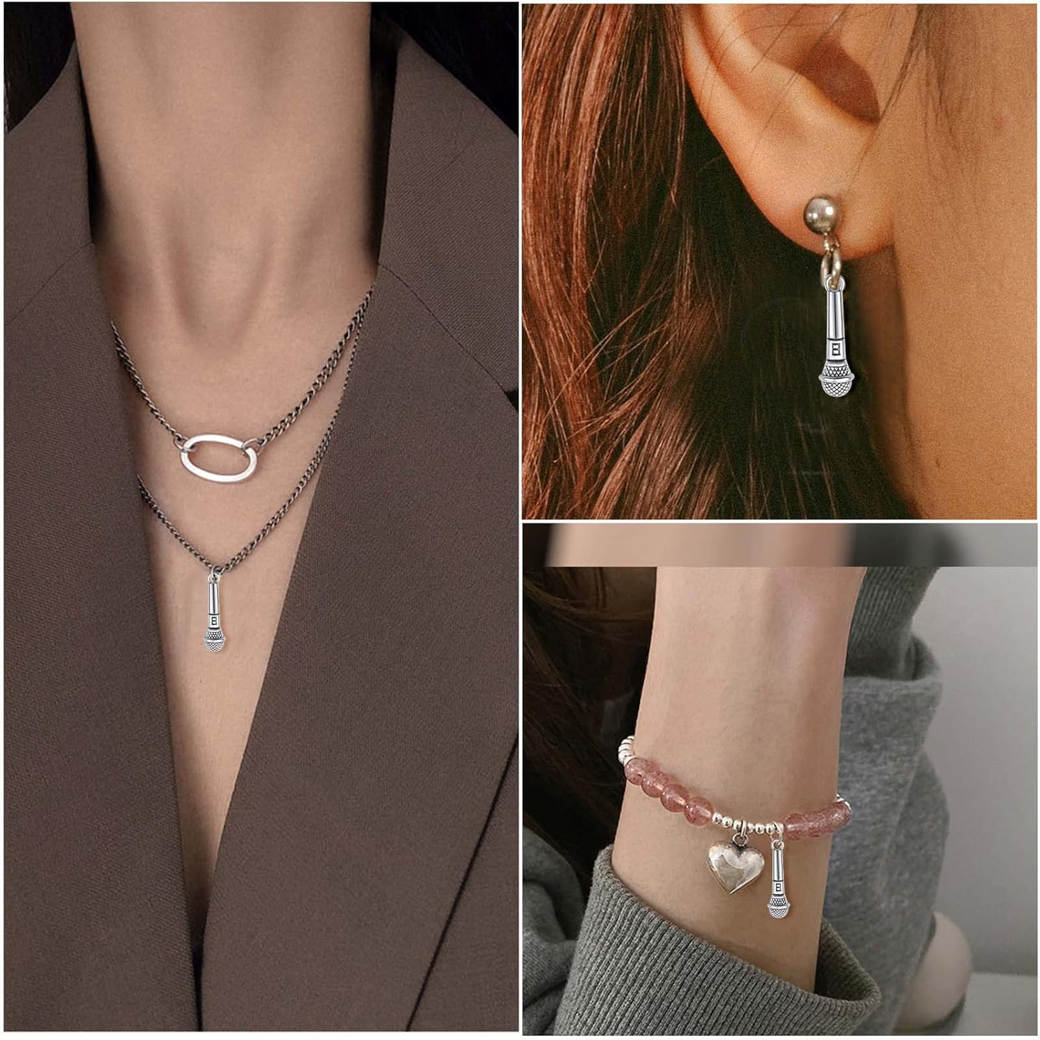 60pcs Tibetan Microphone Pendant Charms Vintage Alloy Music Theme Charms Accessories for DIY Necklace Bracelet Keychain Jewelry Making Decor - Image 6