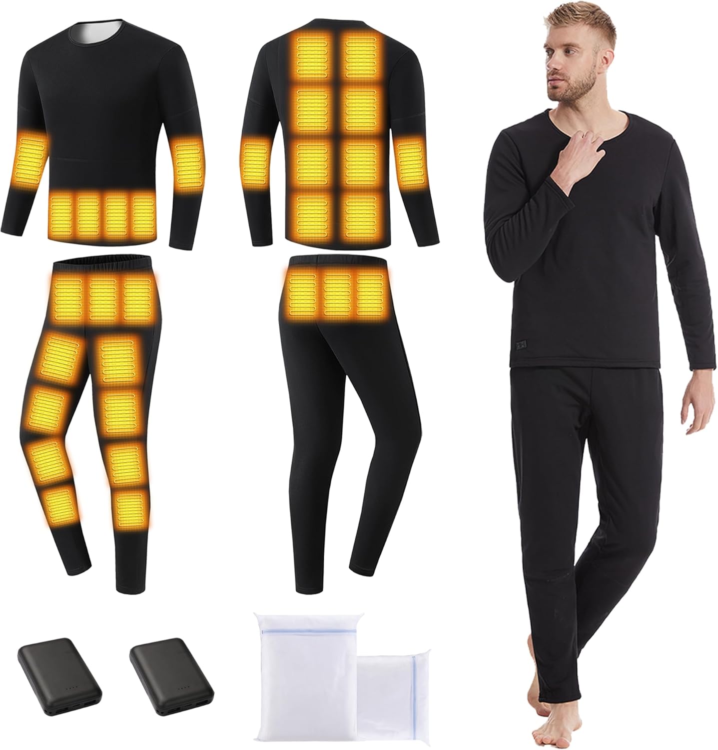 Heating Thermal Underwears Shirt And Pant, Men Women Electric Thermal Long Johns Set for Hunting, Skiing,Fishing