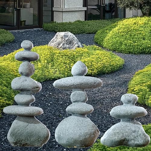 Miniatura 7 de Mini decoración de piedra zen apilada de 5 piedras, estatuas de rocas hechas a mano, decoración de jardín japonés, decoración de acuario de pecera,