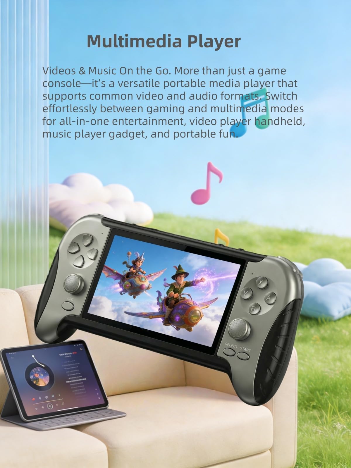 Console de Jeux rétro YHFITN avec écran HD de 4,3 Pouces, Jeux intégrés, Sortie TV, Lecteur vidéo/Musique et Batterie Rechargeable. Cadeau d'anniversaire idéal pour Adolescents et Adultes.