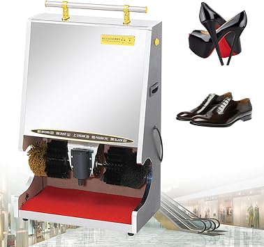 Electric Shoe Shine Polisher,Automatic Induction/Double Combination Brush Shoe Polishing Machine, Electric Shoe Cleaner for Family Hotel Bank Commercial,Silver