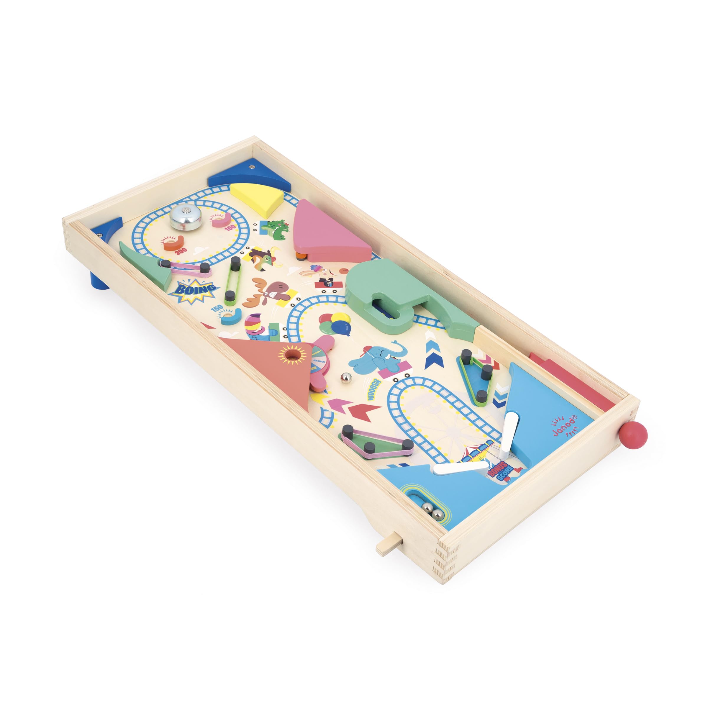 Janod - Wooden Pinball Machine to Assemble - Fairground Decoration - Action and Reflex Game for Children to Assemble Yourself - Learning Strategy and Concentration - FSC Certified Wood - From 5 years