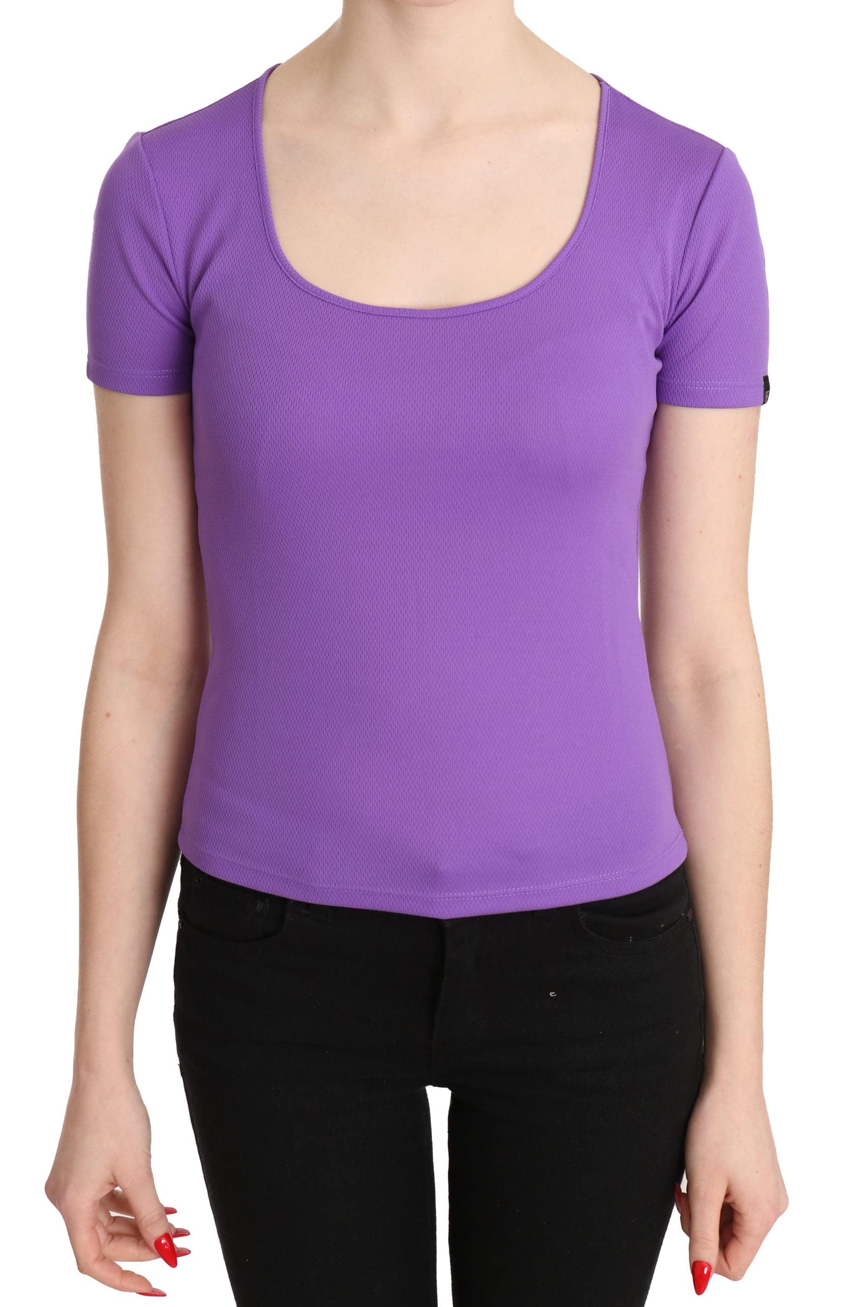 GF Ferre Purple 100% Polyester Short Sleeve Top Women's Blouse