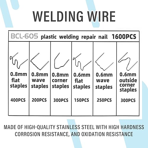 Vista 7 de 1600 varillas de soldadura de grapas calientes, grapadoras de plástico de acero inoxidable 201, 6 tipos de alambre de soldadura para reparación