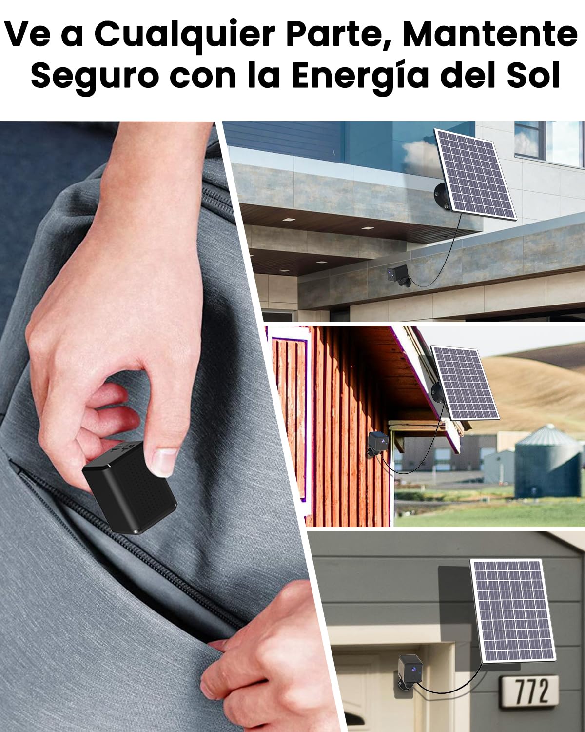 UCOCARE Mini Camara Vigilancia 4G Exterior Solar, Camara Solar 4G sin WiFi | 2K Videovigilancia sin Internet con Panel Solar 3W, Bateria 5200mAh, Detección de Movimiento AI, Visión 160°, Visión Nocturna