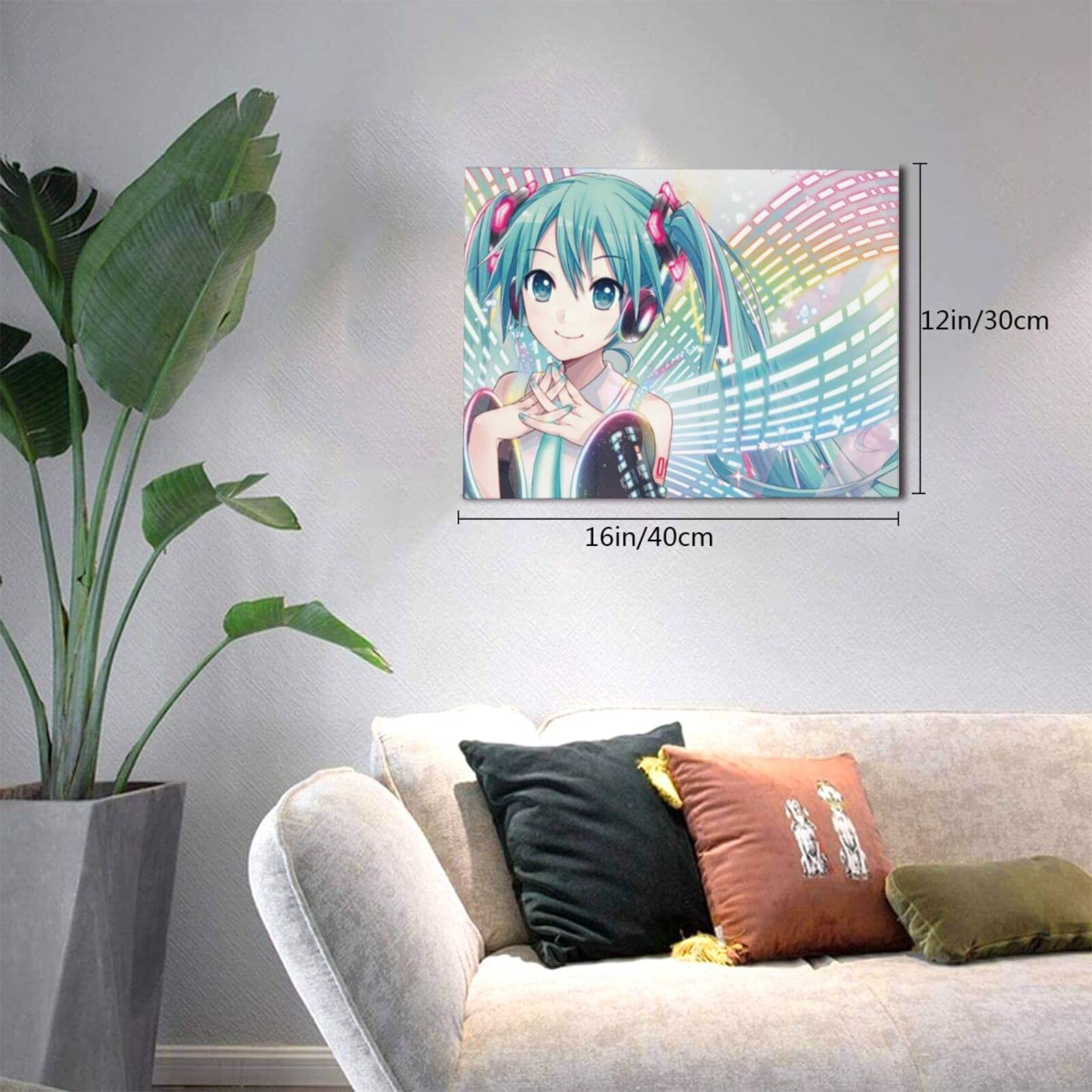 Amazon.co.jp: 初音ミク キャラクター抽象絵画 壁画 装飾 手描きの油絵