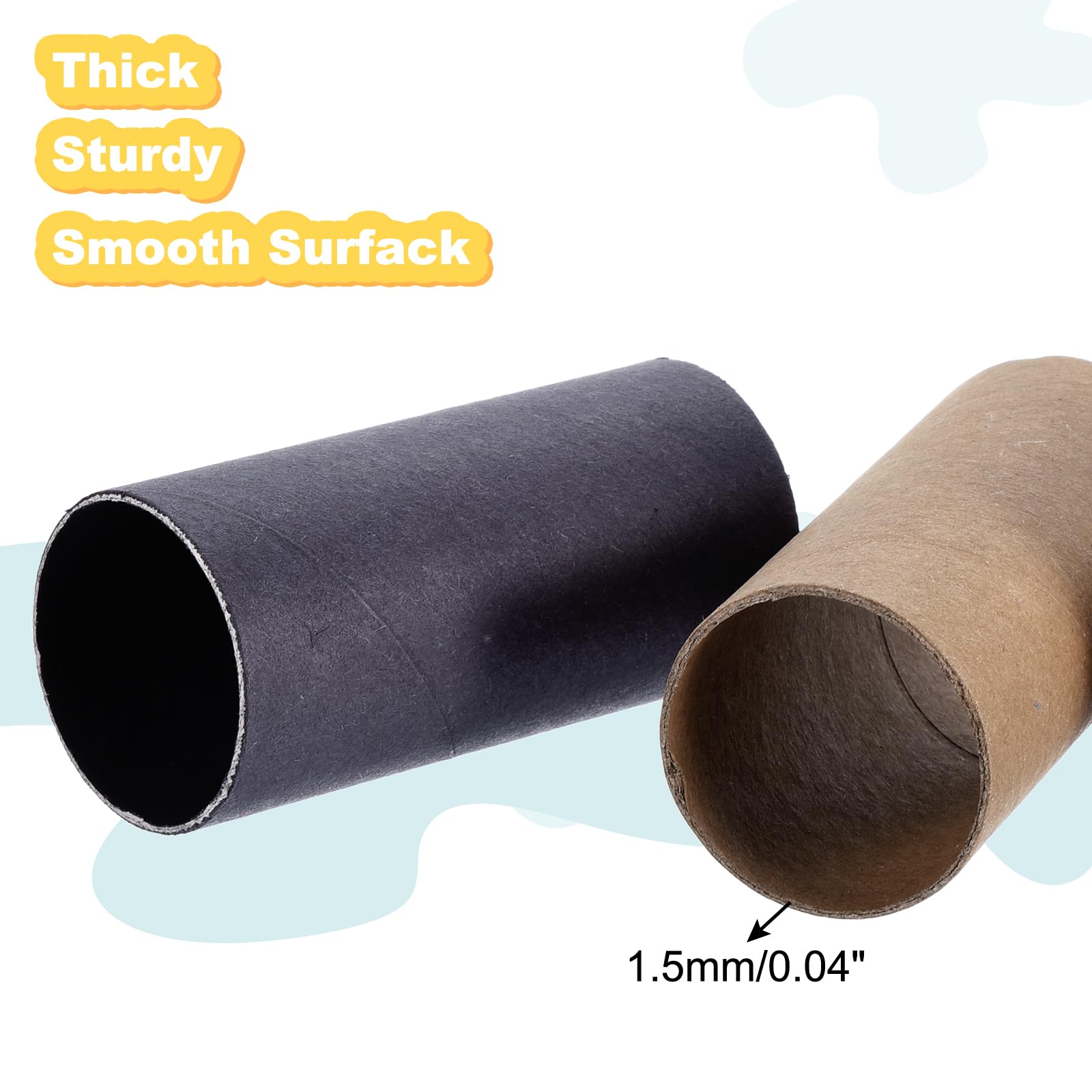 PATIKIL Tubos de Cartón de 3.35" 100pcs Rollos de Papel Higiénico para Manualidades Tubos de Papel Vacíos de Toallas de Papel Resistentes de 1.5" Gruesos Negro Blanco Marrón