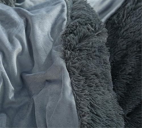 Miniatura 3 de Tenghe Juego de 2 fundas de almohada de felpa sólida estándarQueen, súper suaves y esponjosas de piel sintética lanuda fundas de almohada