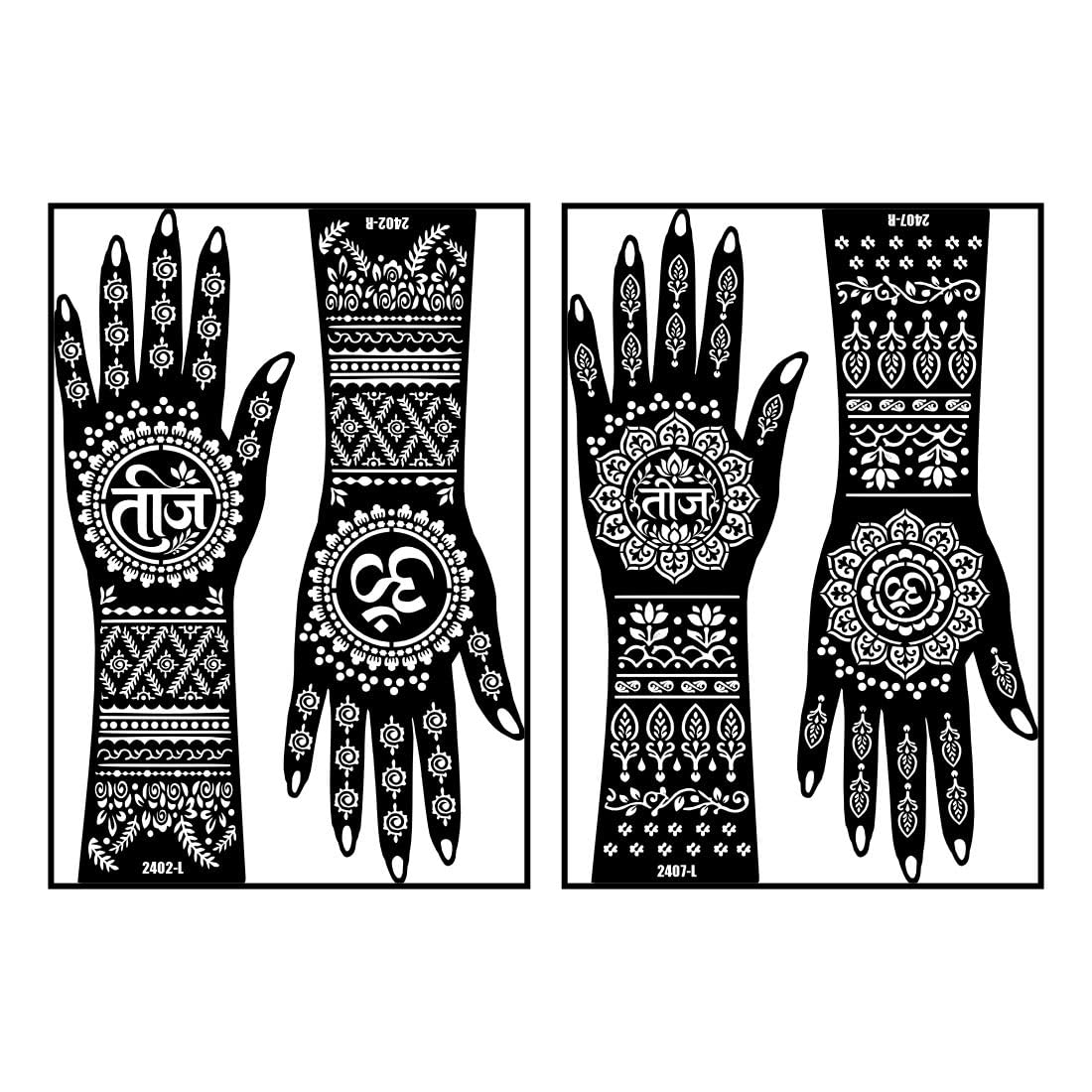 Teej Special Beautiful & Om Symbol Mehndi Stencil Sticker For Women And Girls Hand-image-22