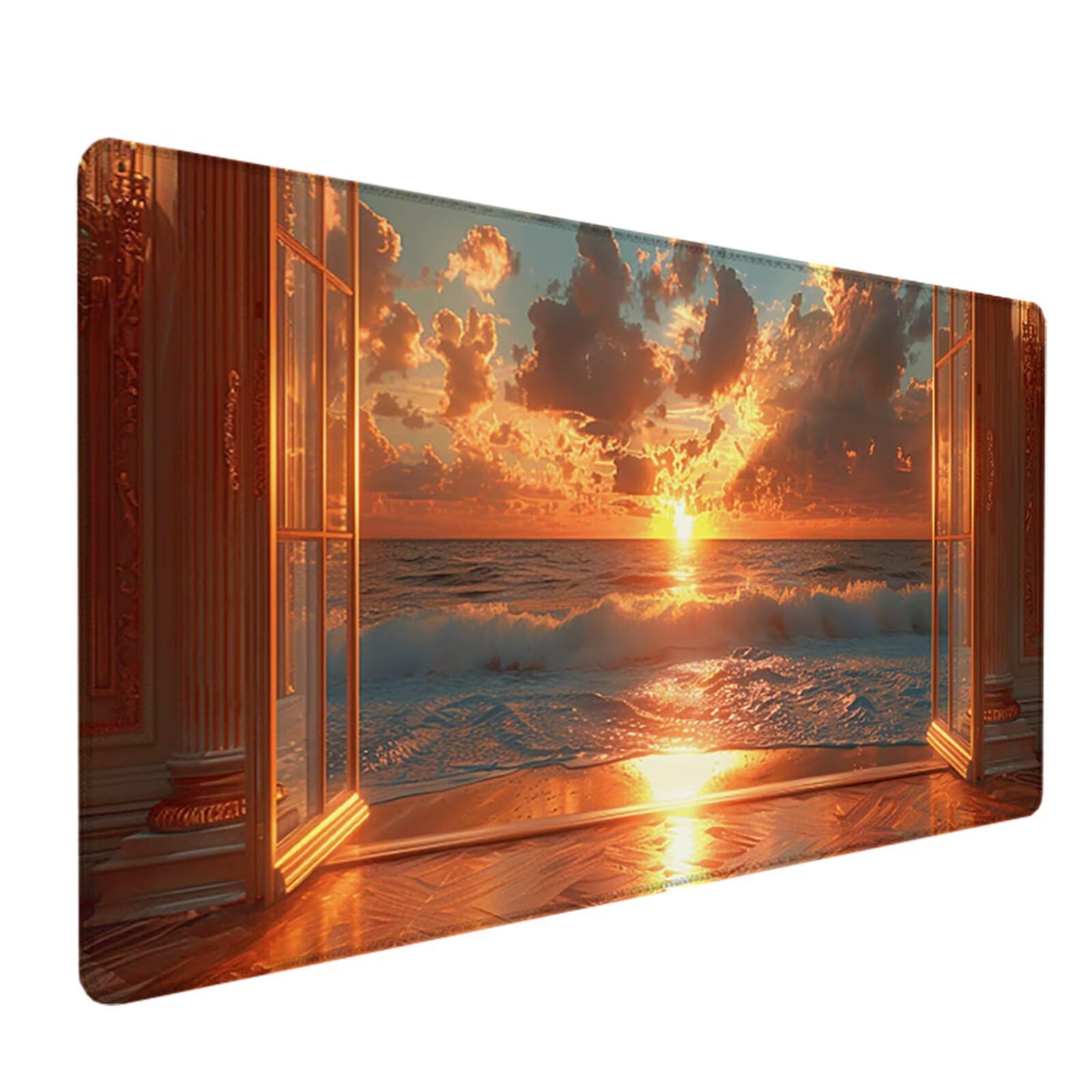 Amanecer Alfombrilla Ratón Gaming XXL 1500 x 800 mm, Alfombrilla Gaming Amarillo Mousepad con Base de Goma Antideslizante, Impermeable Desk Mat para Teclado y Raton, Accesorios Gaming, Regalos I-2