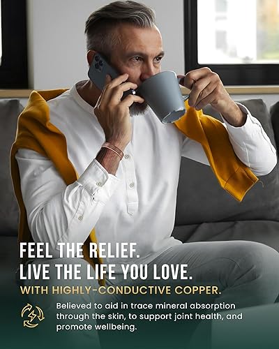 Miniatura 6 de MagnetRX Pulseras magnéticas de cobre  Pulsera efectiva de cobre puro para hombres y mujeres  Brazalete de cobre ajustable para terapia magnética