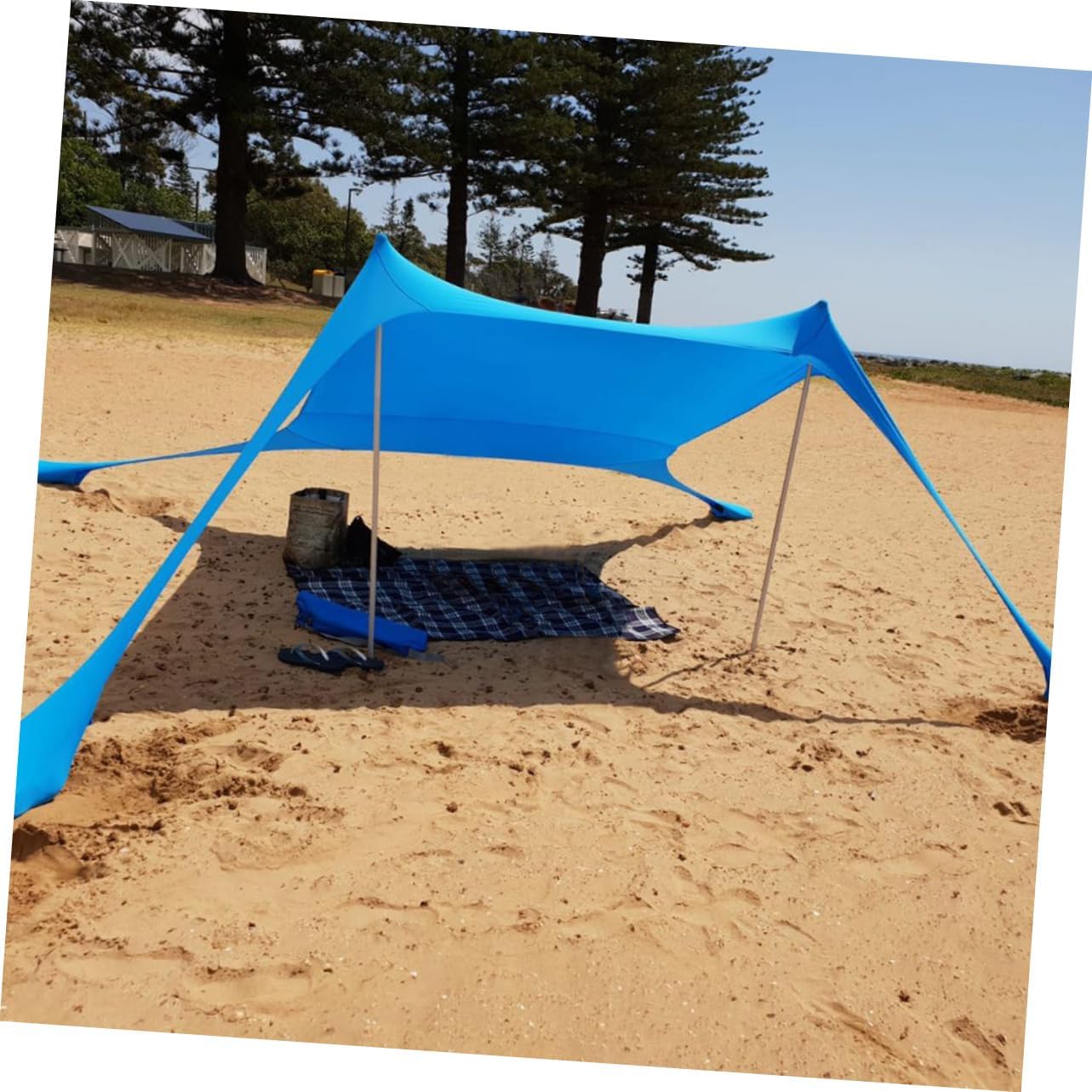 POPETPOP Beach Canopy Tent Sun Shade for Outdoor Camping and Fishing Multi-Functional UV Protection Awning Random Color Accessories Portable Sun Shelter