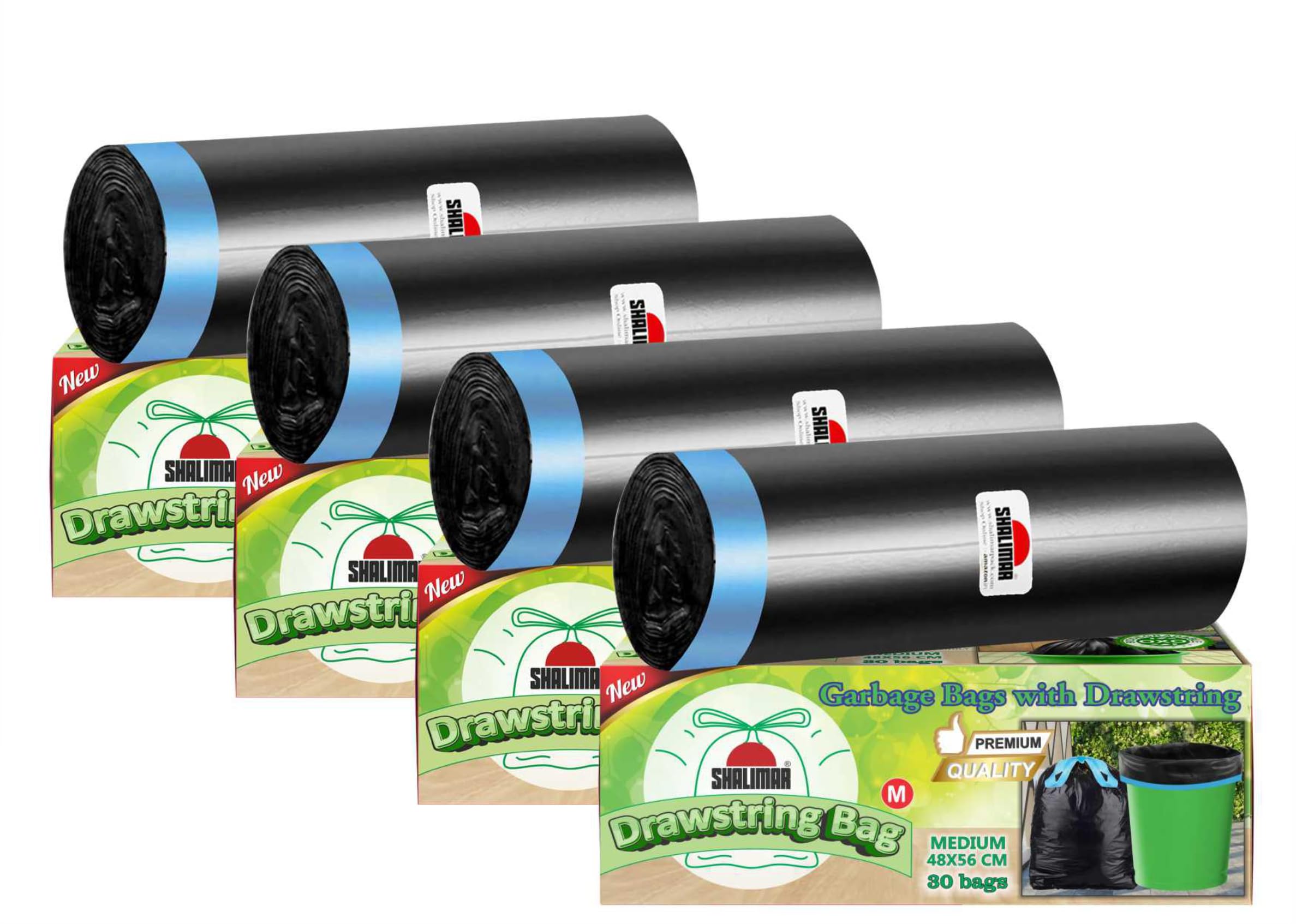 Shalimar Premium (Lavender Fragrance) Scented Drawstring Garbage Bags | Medium 19 X 21 Inches | 120 Bags (30 Bags X 4 Rolls) | Dustbin Bag/Trash Bag | (Black) - Perforated Box for Easy Dispensing