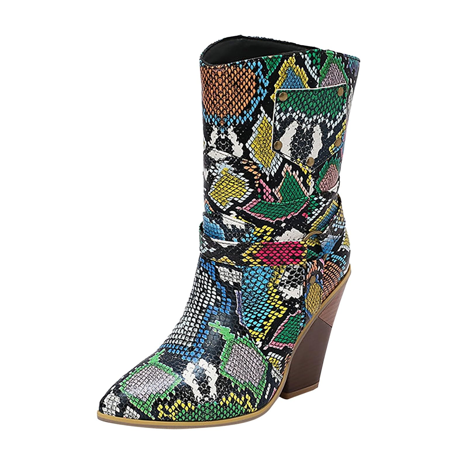 Stivali Camperos Donna Ricamati Stivali Donna Cowboy Scarpe Boho | Stivali Texani Autunno Inverno Moda Stivali Western Donna Similpelle Stivaletti Cowgirl Per Feste All Aperto