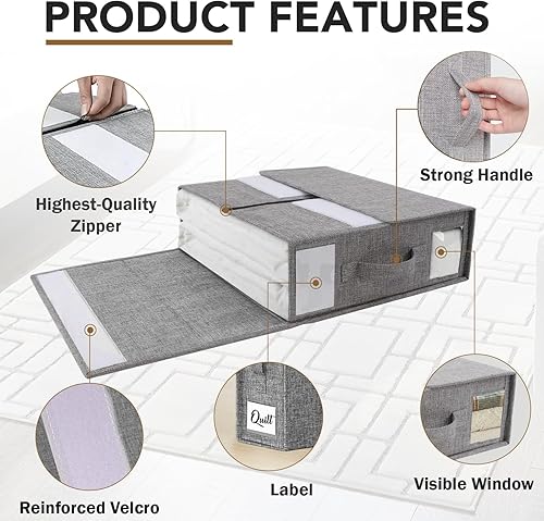 Miniatura 3 de Organizadores y almacenamiento plegables de lino para armario, tamaño King, Queen e individual, almacenamiento de mantas y clósets, contenedor de