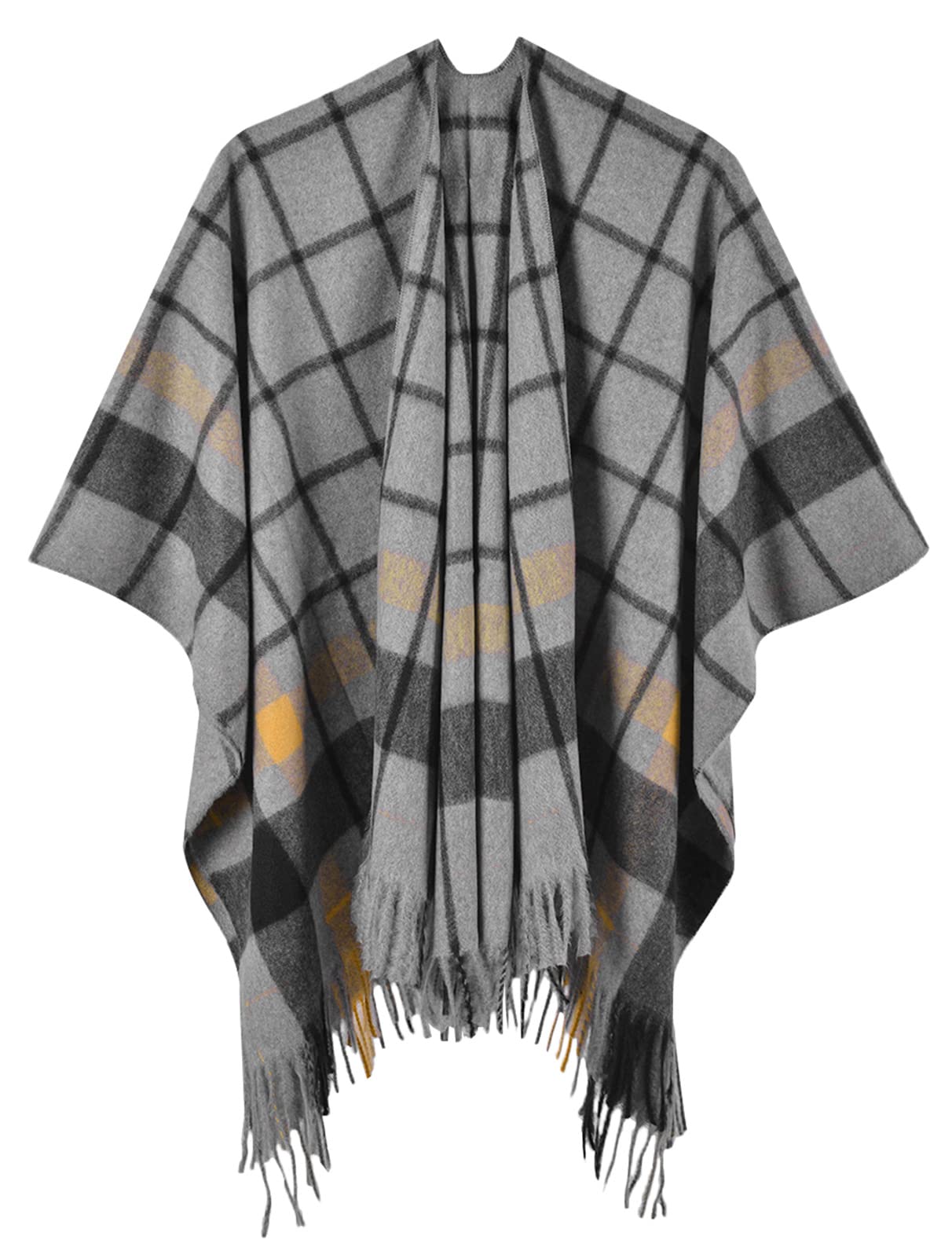 PanegyWomen's Shawl Wrap Poncho Ruana Cape Cardigan Sweater Open Front Thick Fall Winter Cape