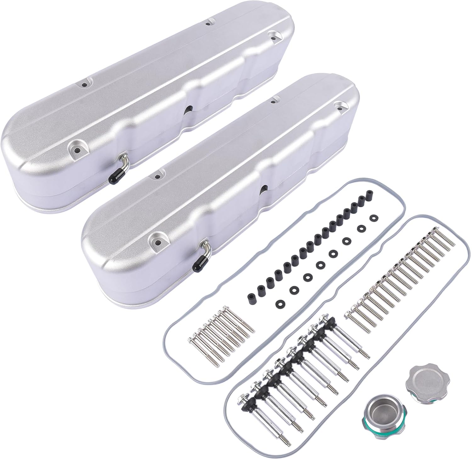 Engine Valve Covers Replacement for Chevy Small Block SB V8 LS1 LS2 LS3 LS6 LS7 293 325 346 364 376 427 Ci 1997-2019 - Silver
