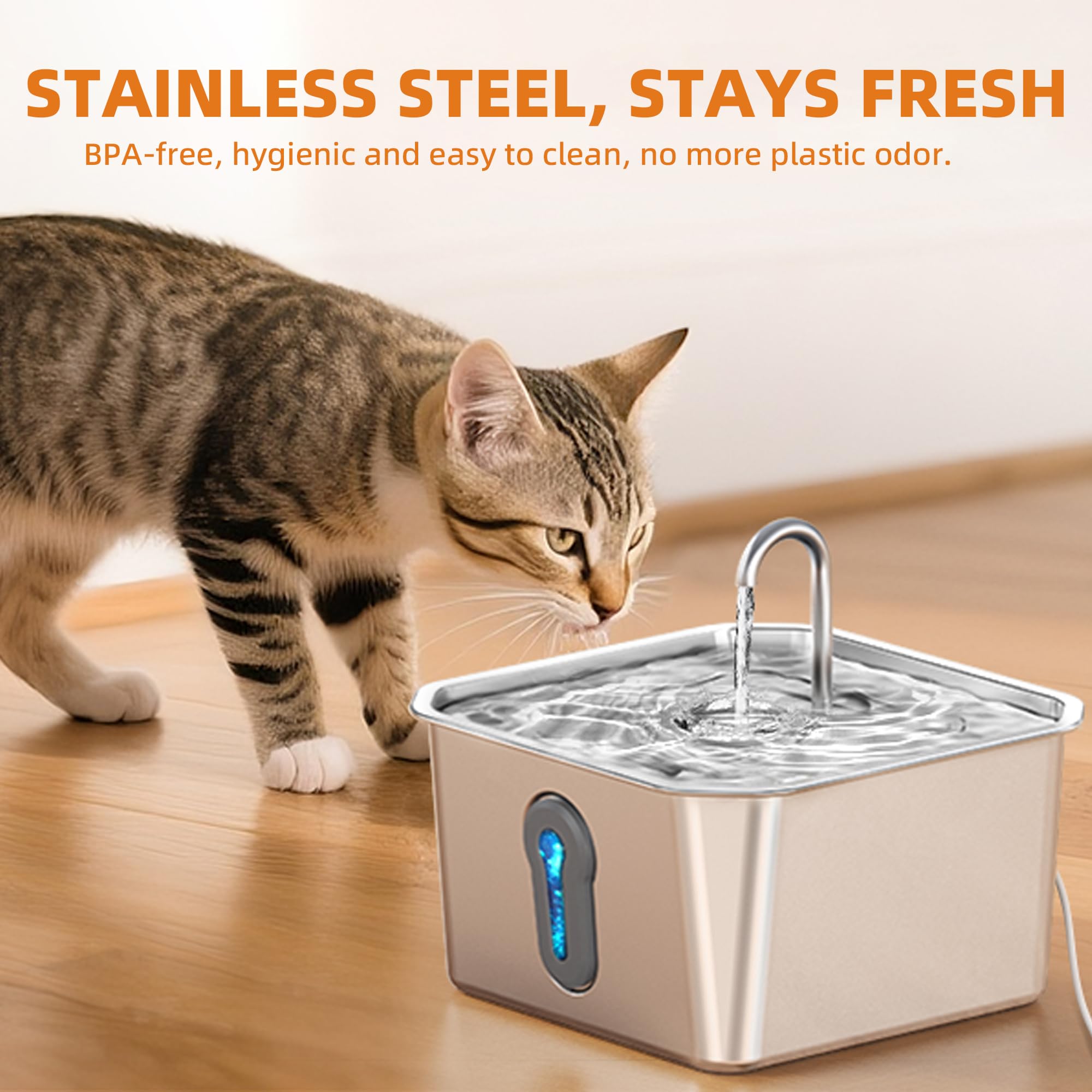 4L Fuente para Gatos Acero Inoxidable Fuente de con 3 filtros Agua Automática para Mascotas para Gatos/Perros Metálica Ultra Silenciosa para Beber Suministros para El Riego de Gatitos