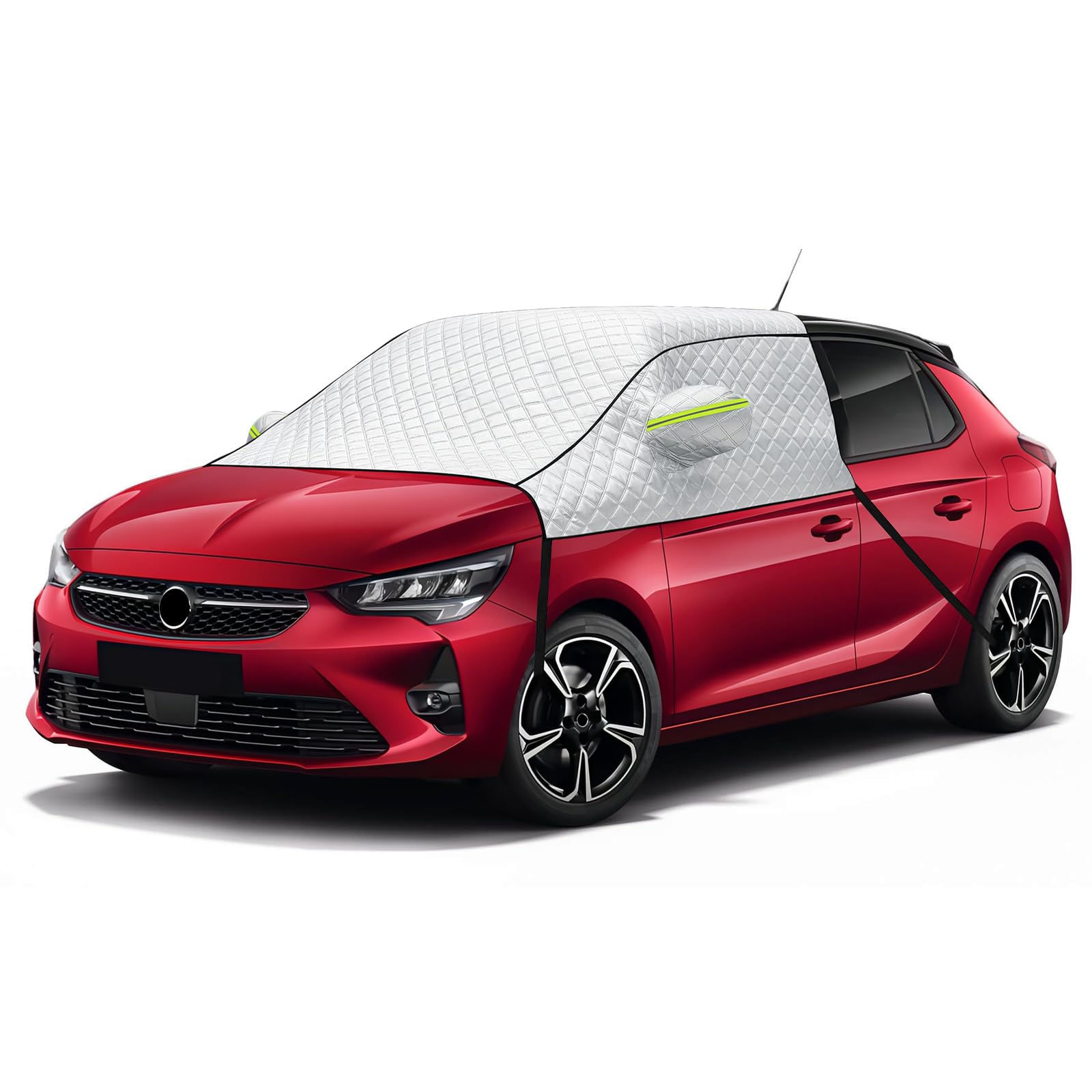 Osłona na przednią szybę kompatybilna z Opel/Vauxhall Corsa, srebrna osłona zewnętrzna okna bocznego, ochrona przed słońcem, blokuje promienie UV, odporna na warunki atmosferyczne osłona przedniej