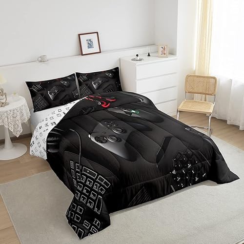 Miniatura 2 de Edredón moderno con estampado de consola de videojuegos, juego de ropa de cama para niños y jóvenes, juego de ropa de cama de videojuegos con