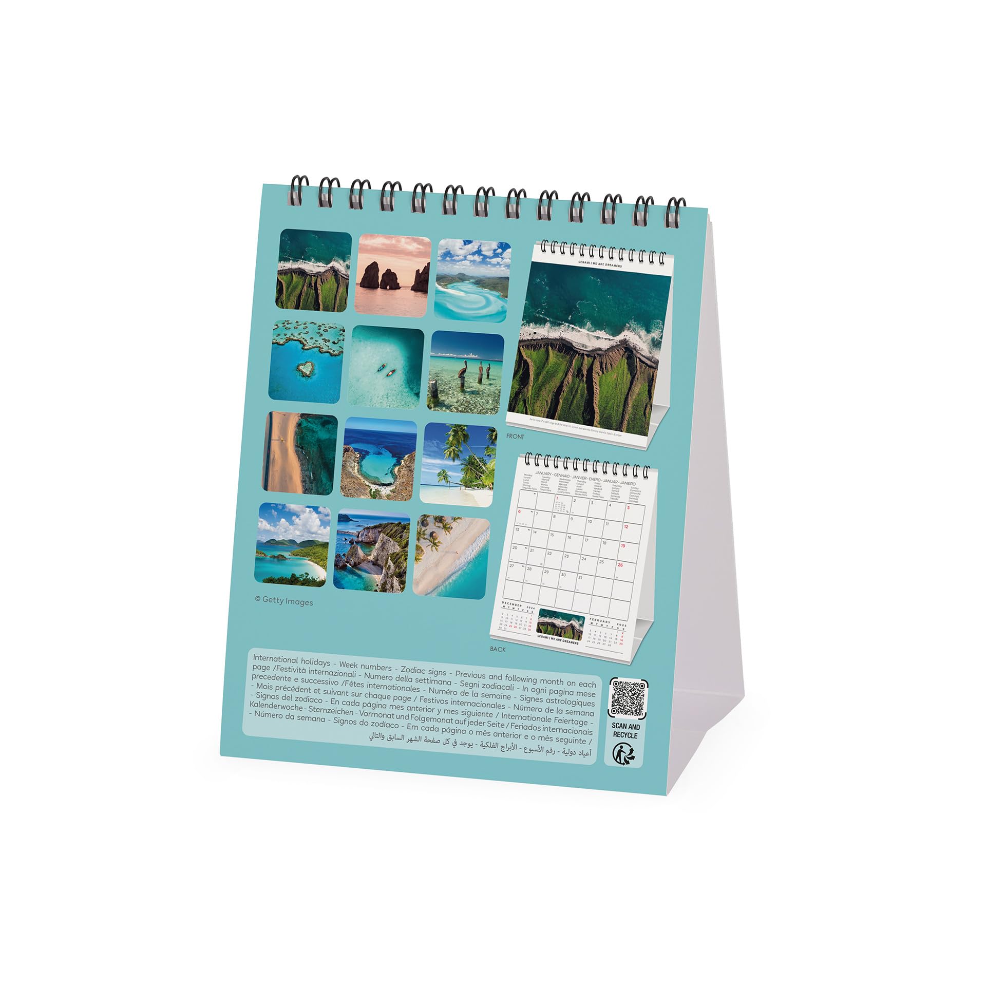 Legami Tafelkalender 2025 Cheers - 12x14,5 Cm Met Jaarplanner 2026, Sterrenbeelden & Feestdagen