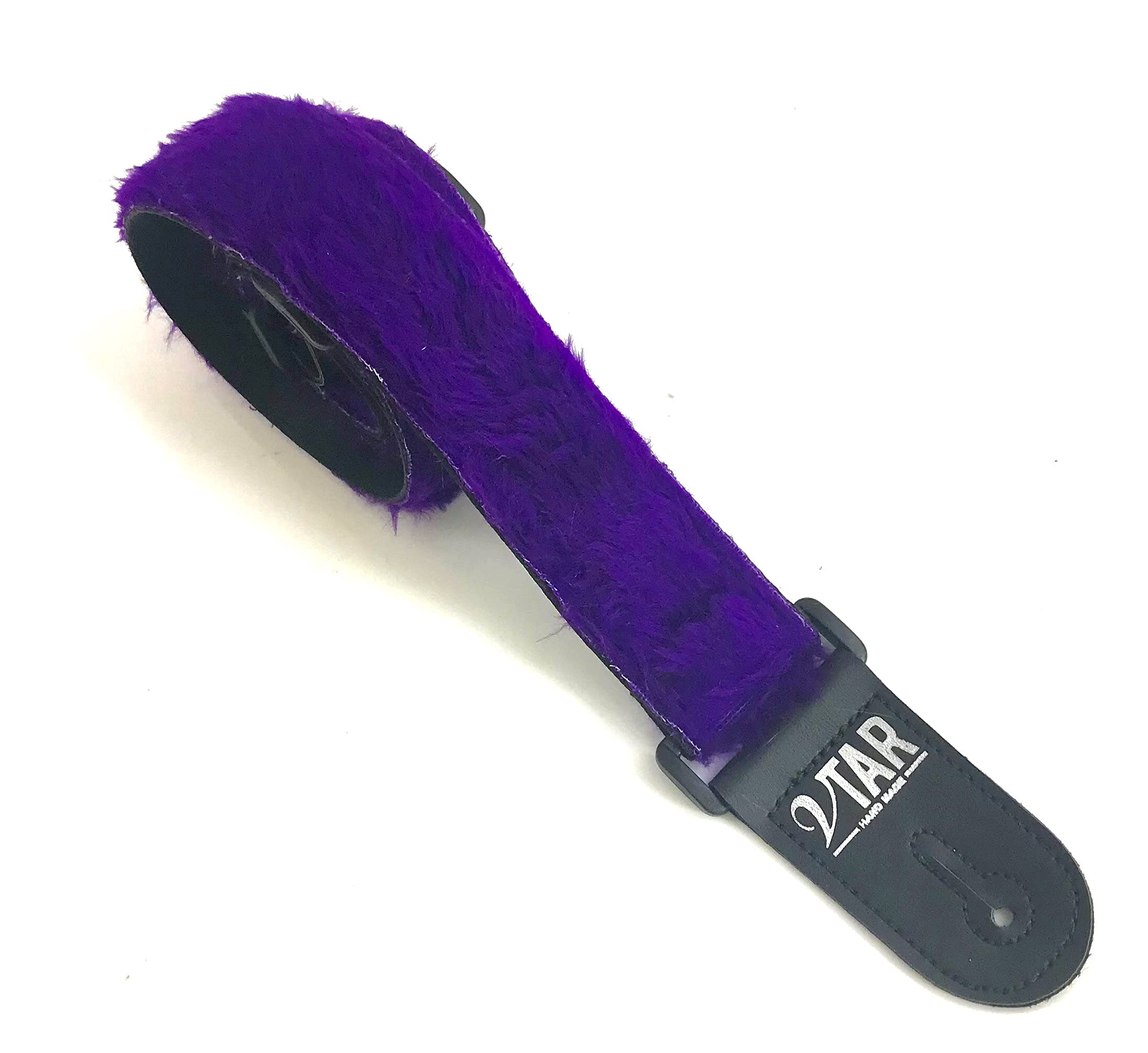 Vtar Colourful Vegan Faux Fur Guitar Straps Acoustic, Electric, Bass (UK Made) (Purple)