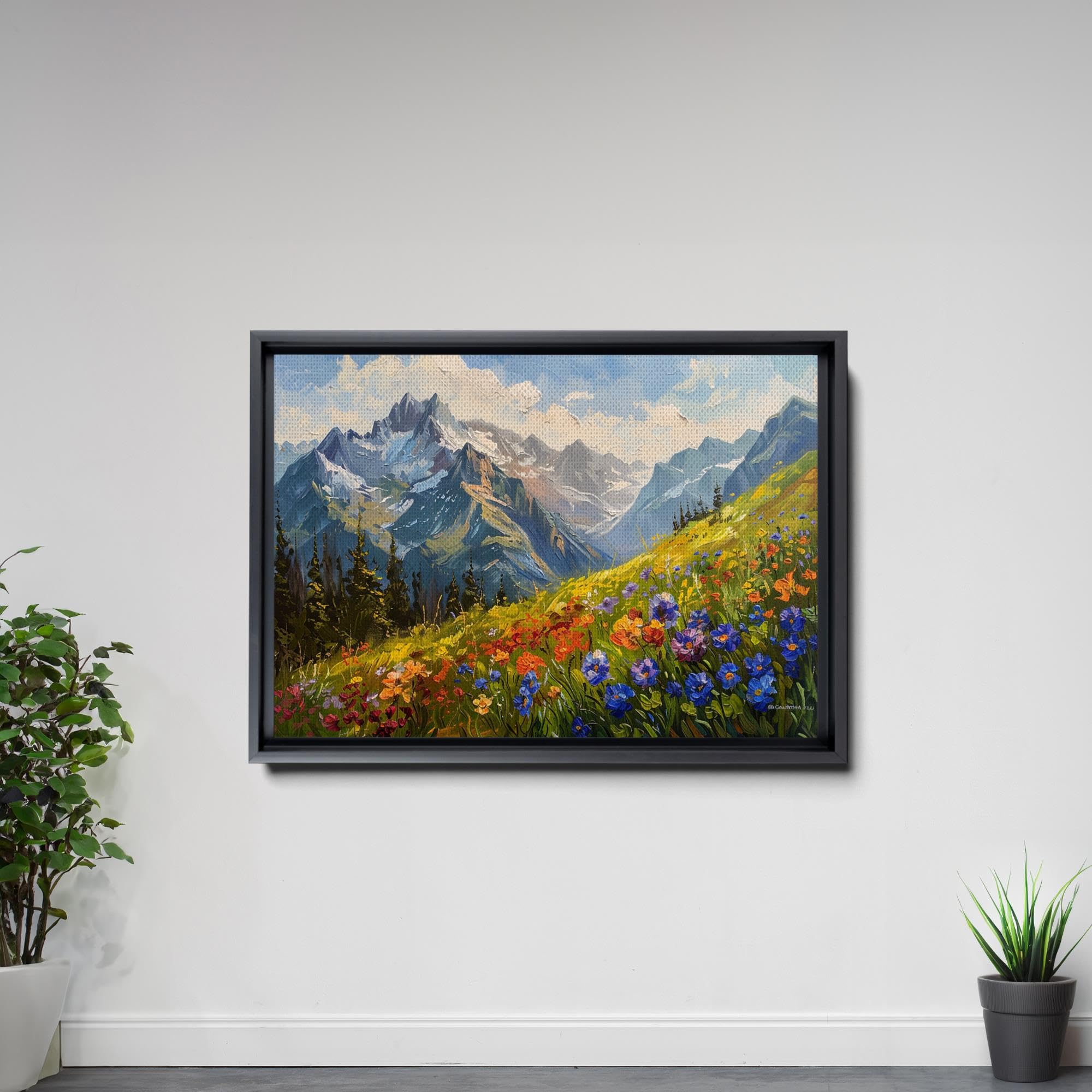 絵画 Mountain Landscape Stupell Industries Tiled Mountain Landscape by LSR Design