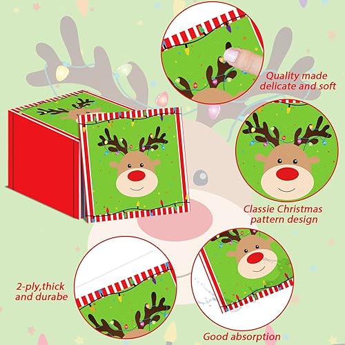 Miniatura 3 de Servilletas de renos de Navidad para suministros de fiesta de Feliz Navidad, servilletas de papel desechables para invitados, servilletas de