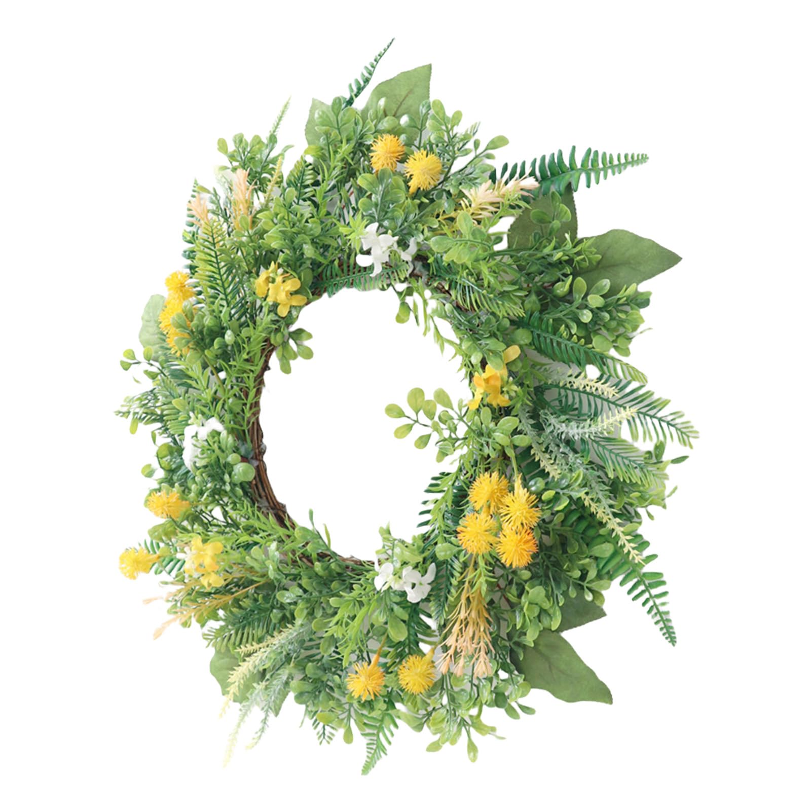 Couronne de fleurs artificielles haut de gamme, feuillage réaliste de 21.65 pouces