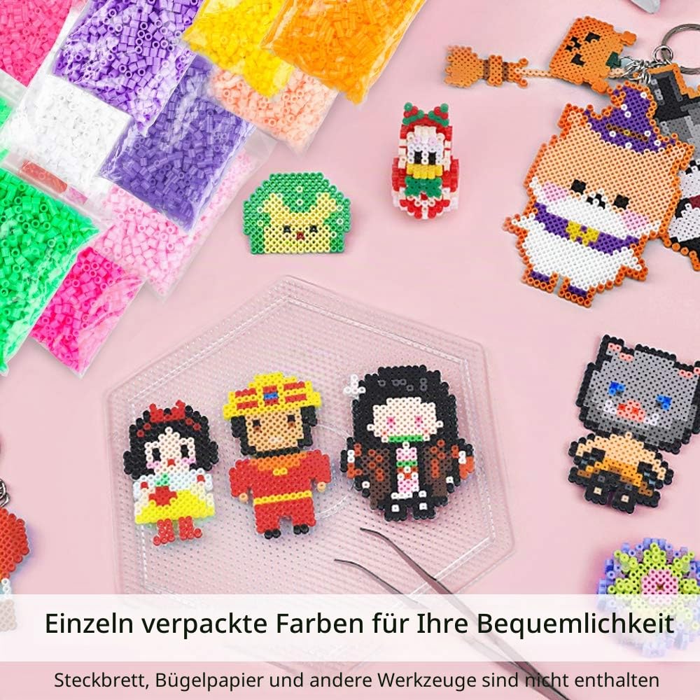 Tomorotec 36000 Stück 5 mm Bügelperlen Set, 45 Farben, Kinder DIY Bastelset