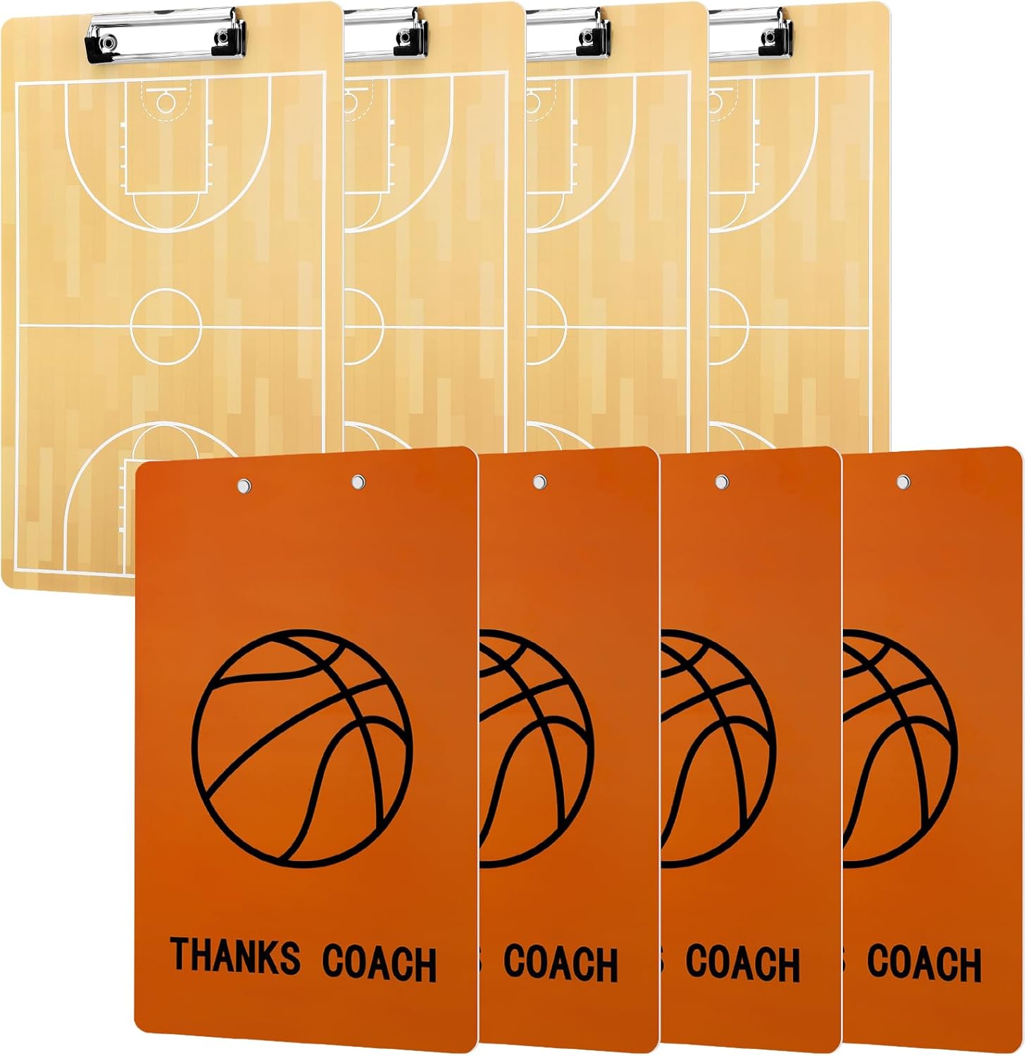 Resurhang 4 Pcs Basketball Coaches Clipboard Double-Sided Dry Erase Marker Board for Soccer Football Coaching Board Basketball Coach Appreciation Gift for Trainer Sport Theme Party Training Equipment
