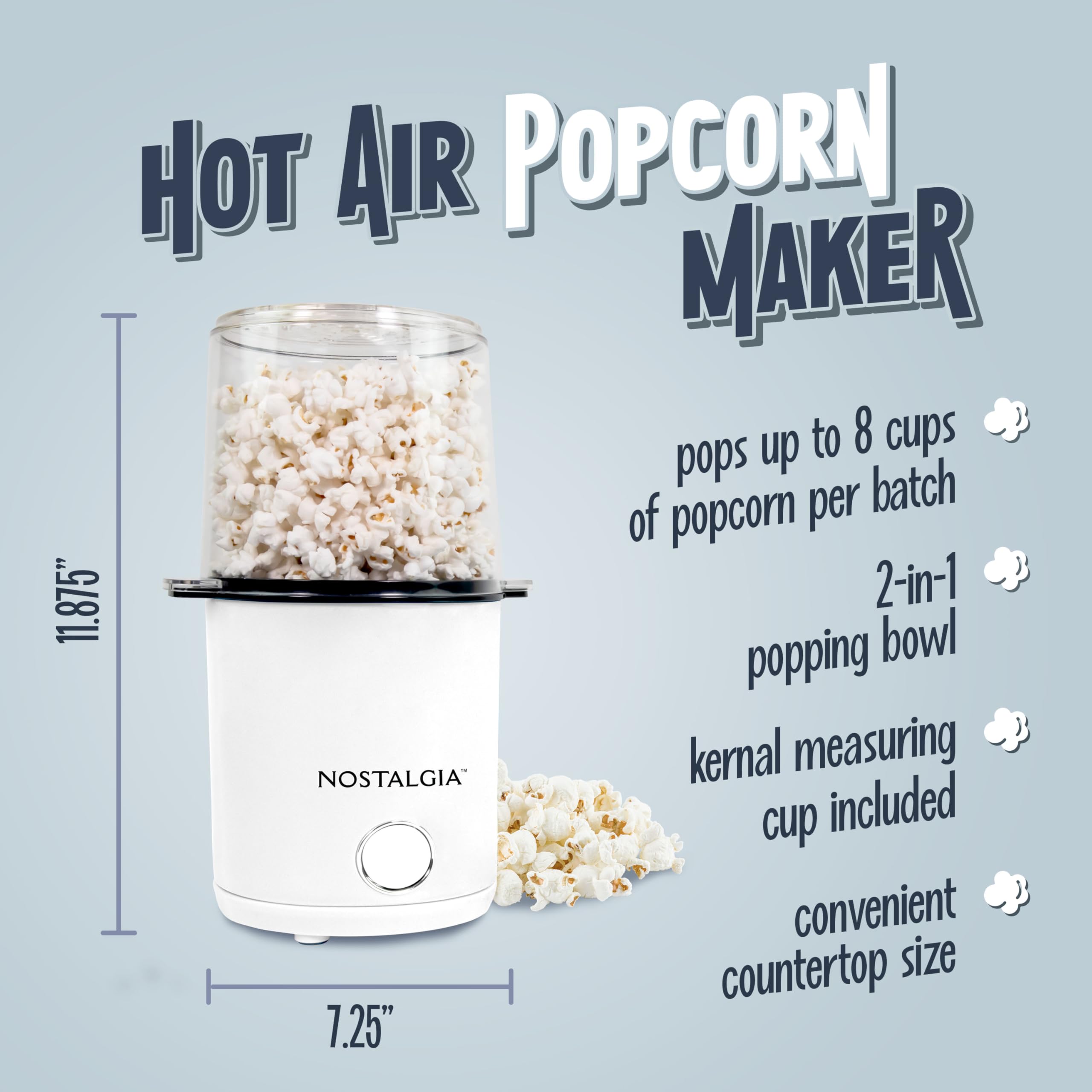 Amazon.com: Nostalgia 8-Cup Hot Air Popcorn Maker & Bowl - 2-In-1