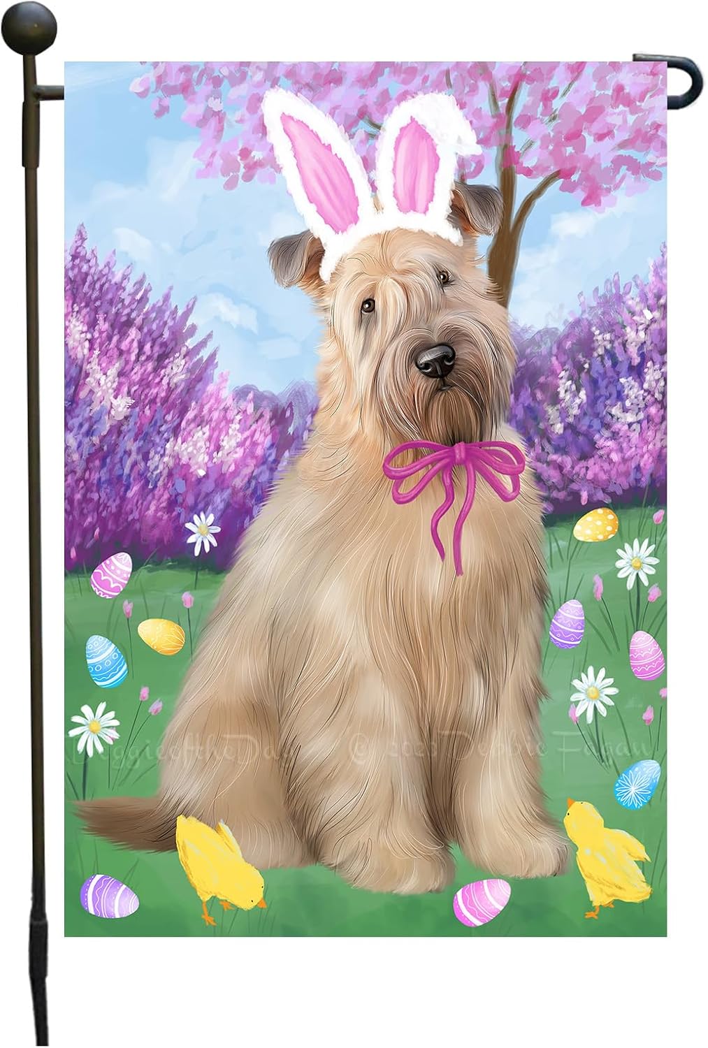 Wheaten Terrier Easter Day Festive Design Garden Flags for Outdoor Decorations - Double Sided Yard Lawn Banner - Spring Gifts for Pet Lover 12 1/2"w x 18"h