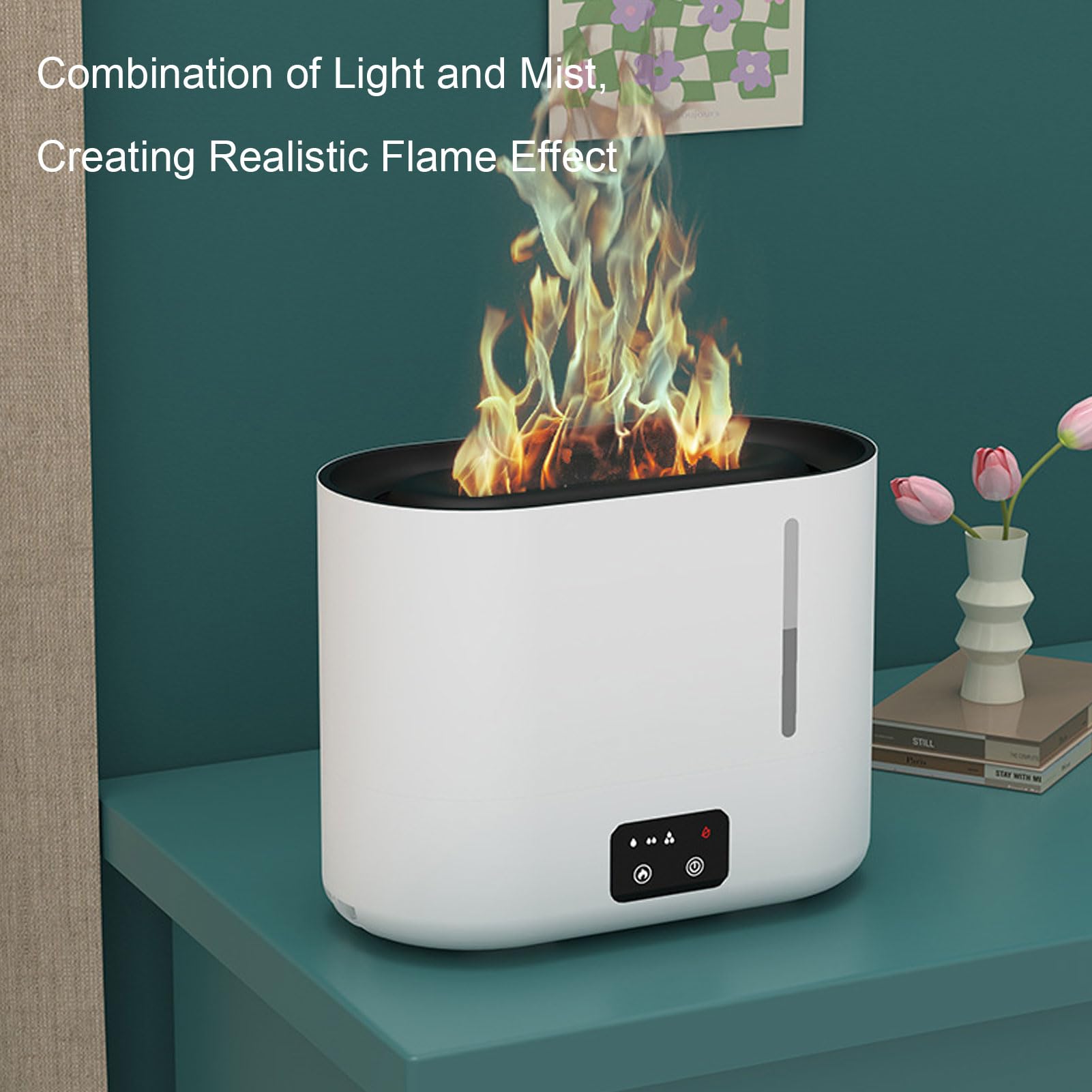 Fafeicy Humidificador de Llama 3L Gran Capacidad Aromaterapia Ajuste Tranquilo Humidificador para el Ministerio del Interior con AG+ Visual Water Tank