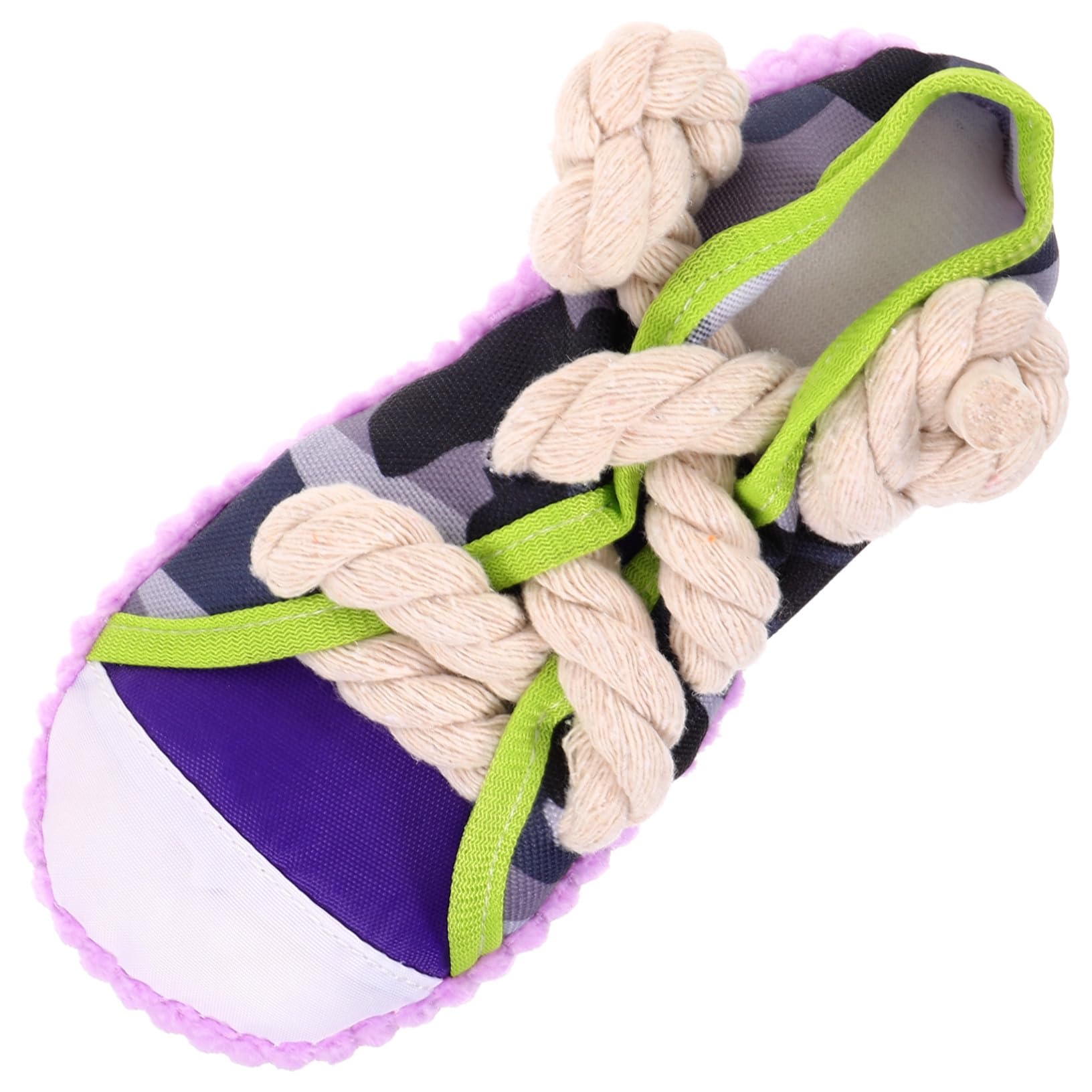 ERINGOGO Jouet à Mâcher pour Chiens Qui Couinent, Pantoufle en Corde Résistante Violette, Taille Moyenne, Jouet Interactif pour Chiots et Chiens de Compagnie