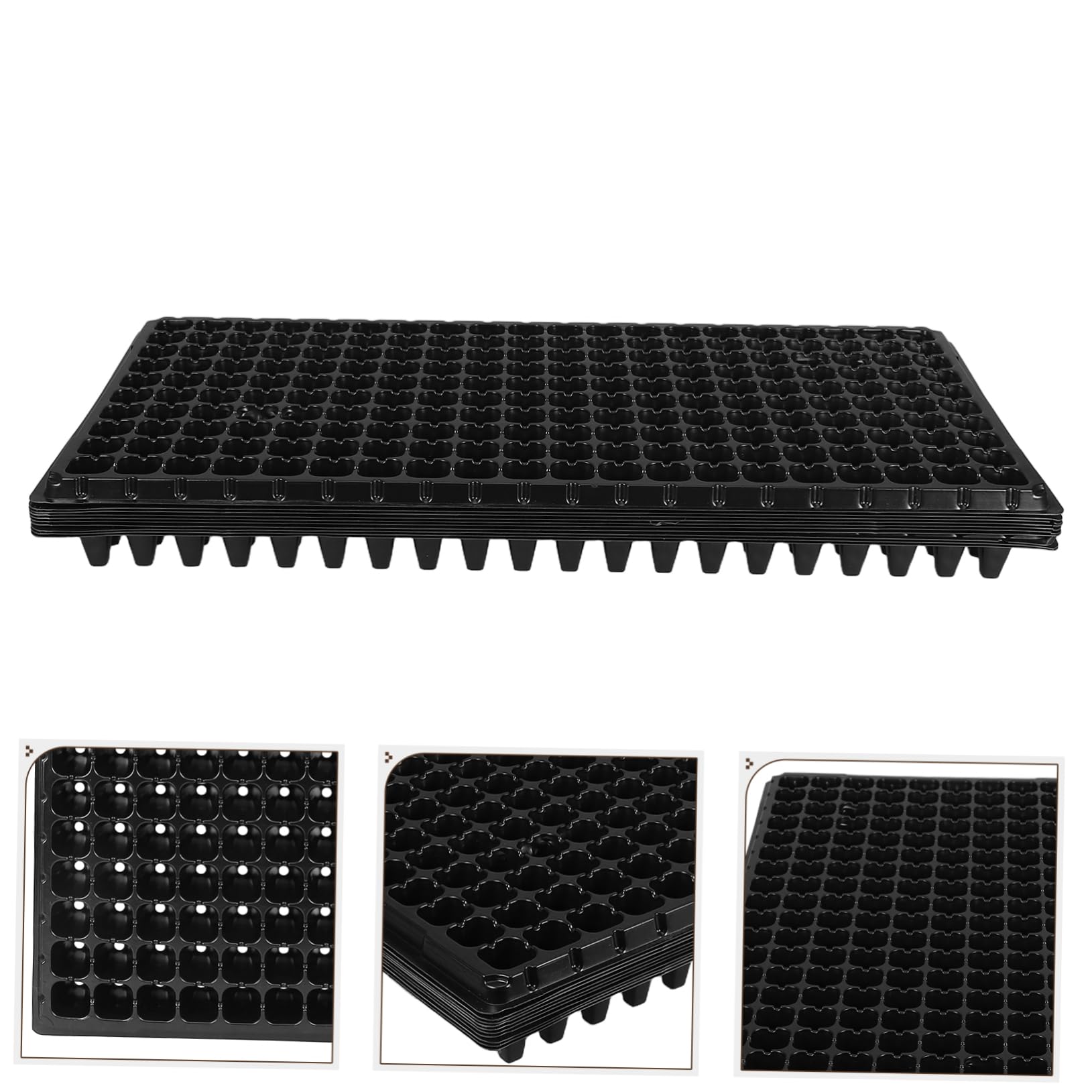 BESTonZON Plateau de Culture de Semis 10 Pièces PVC Noir 200 Cellules