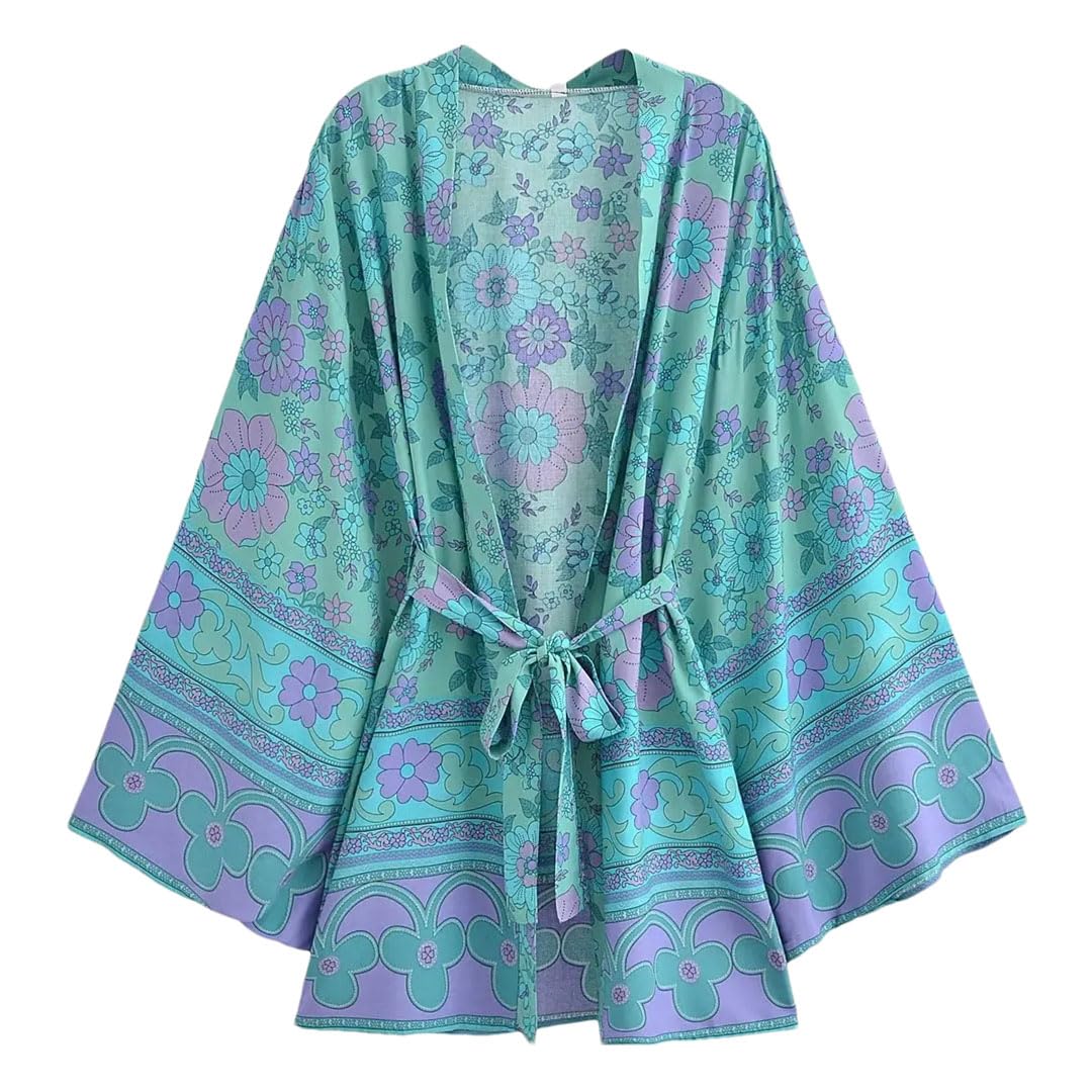 Robe kimono de plage bohème aérienne à col V profond et coupe ample - 8