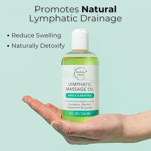 Miniatura 6 de Aceite de masaje para drenaje linfático para terapia de masaje  Calidad premium, 100% natural con árnica, eucalipto y mentol  para recuperación post