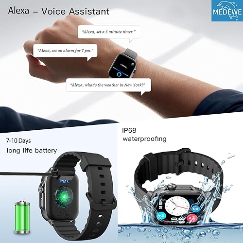 Miniatura 7 de MEDEWE Reloj inteligente deportivo para hombre de 2.01 pulgadas, pantalla súper grande para recibir llamadas, con rastreador de actividad, monitor