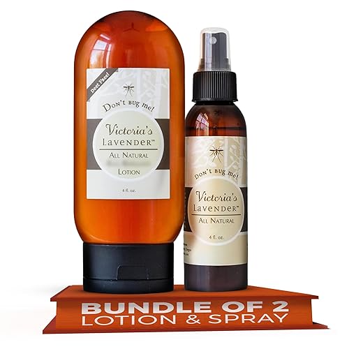 Victoria's Lavender "Don't Bug Me" - Spray para insectos y loción corporal - Sin DEET a base de plantas con aceites esenciales y aloe vera,