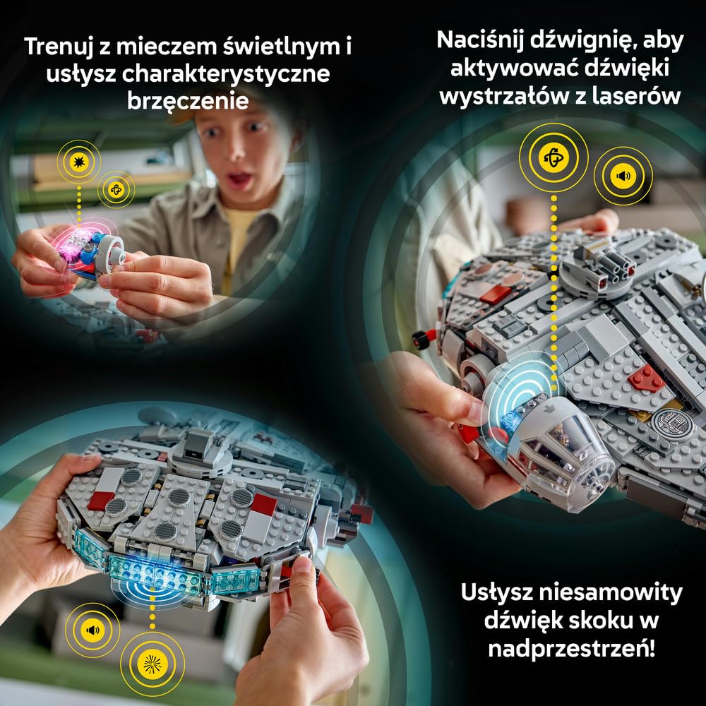 LEGO Star Wars 75426 SMART Play: Sokół Millennium, interaktywna zabawka dla dziecka, zestaw kompatybilny z 4 x SMART Tagami i czterema minifigurkami - pomysł na prezent dla dzieci od 9 lat i fanów