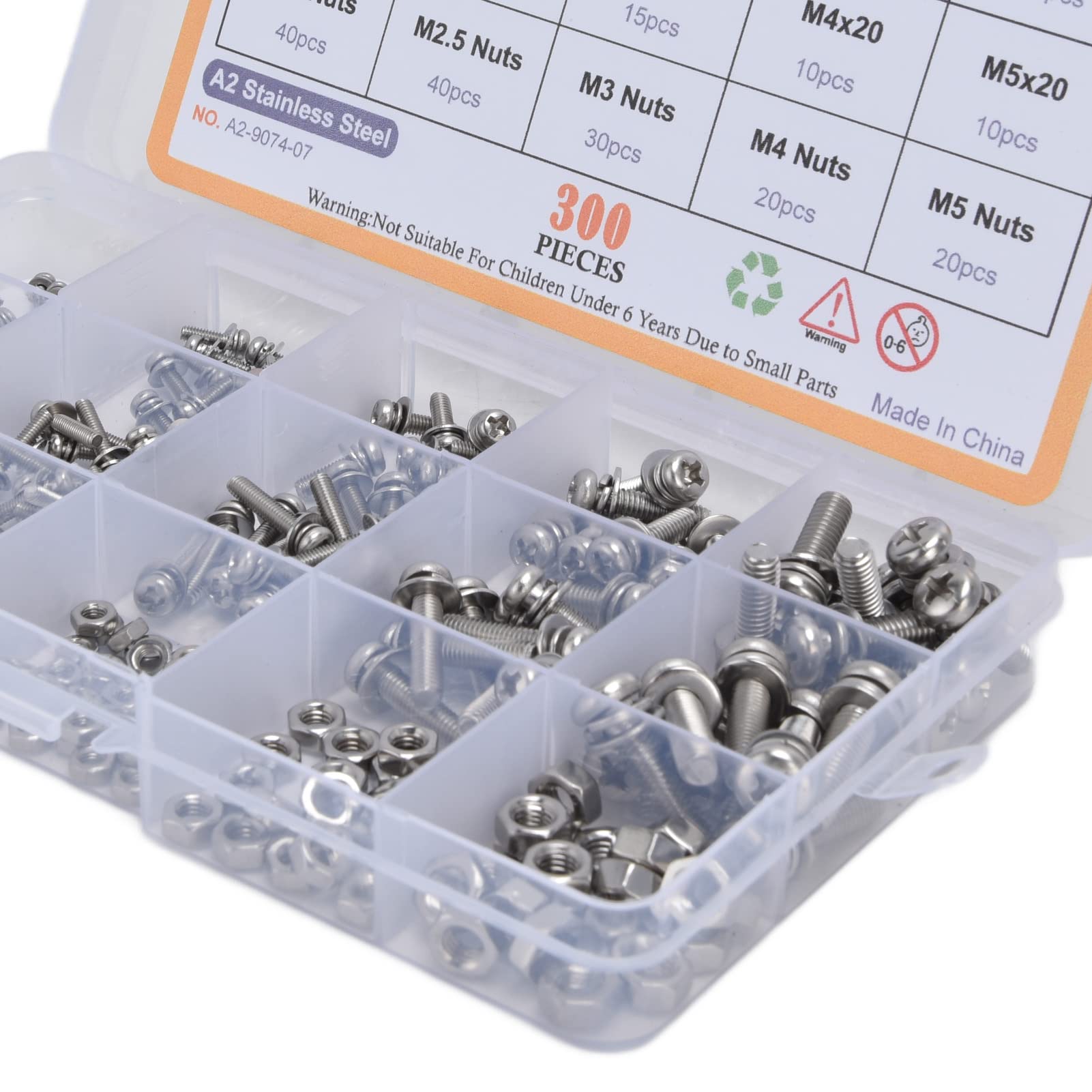 Edelstahl Kreuzschlitzschrauben 640-teiliges M3 Schrauben-Set – Senkkopfschrauben Mit Muttern, Edelstahl, Kreuzschlitz, Metrisches Sortiment Für Viele Anwendungen Edelstahl Kreuzschlitzschrauben 640-teiliges M3 Schrauben-Set – Senkkopfschrauben Mit Muttern, Edelstahl, Kreuzschlitz, Metrisches Sortiment Für Viele Anwendungen