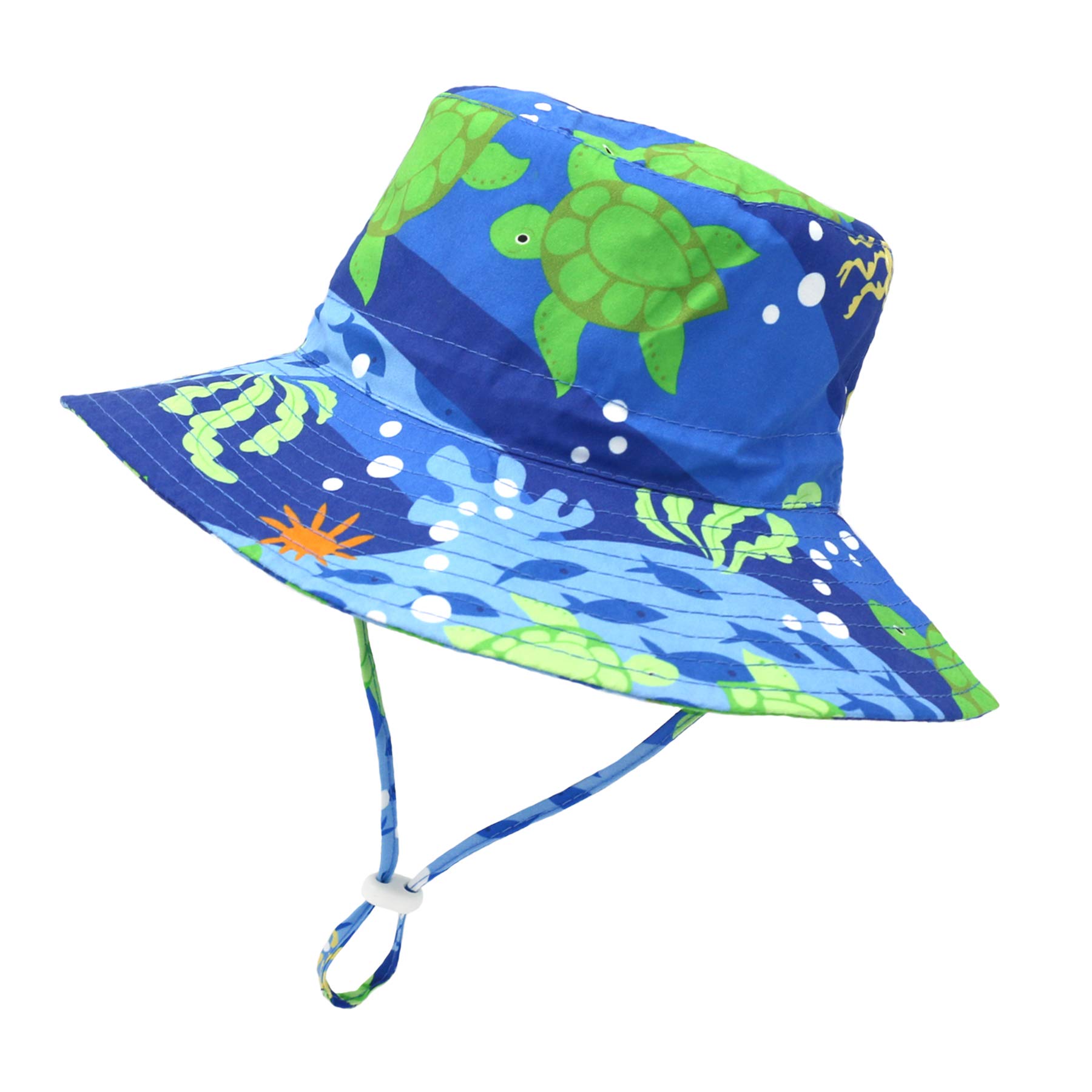 Sombrero de sol para bebé, sombrero de bebé, sombrero de niño pequeño, sombrero de pescador UPF 50+ para bebés y niñas, sombrero de playa con ala ancha para niños, Sea World, 6-12 meses