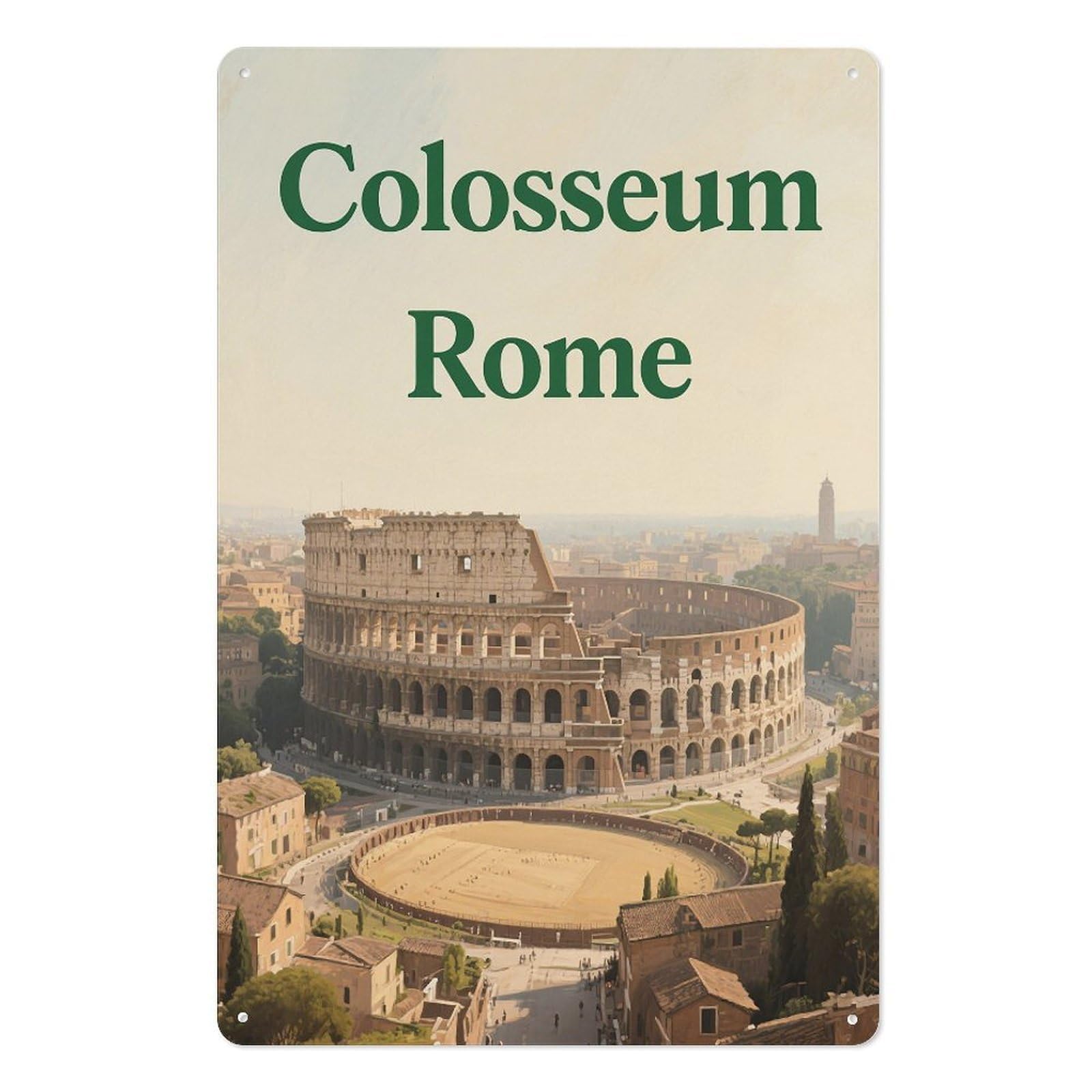 Colosseum Rome Retro Design Tin Paintings Vintage Tin Sign 08x12inch(20x30cm) Wall Art for Home Office Bedroom Living Room Cafes Wall Decor