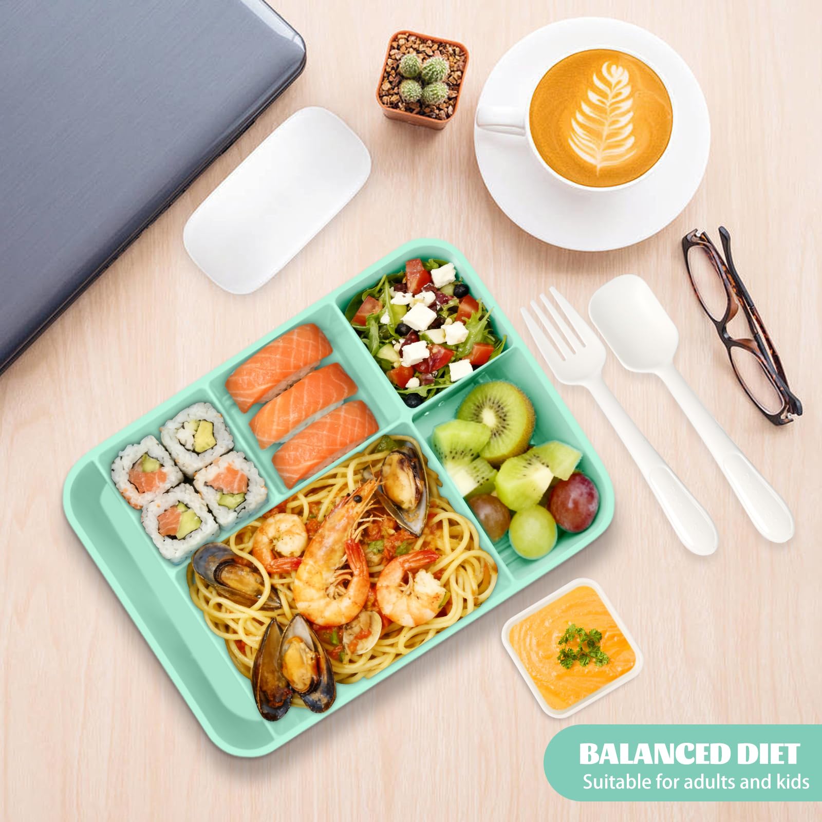 Pudełko śniadaniowe dla dzieci z przegródkami, 1330 ml, dla dzieci, na piknik, podróżny lunch, odpowiednie dla dorosłych, dziewcząt i chłopców, do szkoły, przedszkola i na wycieczki