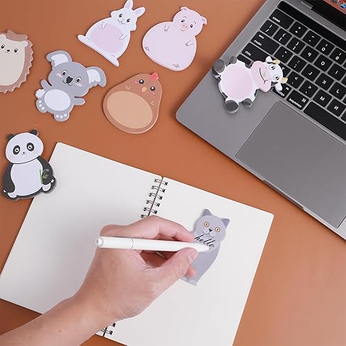 Miniatura 4 de Amaxiu Paquete de 8 bonitas notas adhesivas, 240 hojas de dibujos animados de animales autoadhesivos, bloc de notas kawaii, marcadores de banderas,